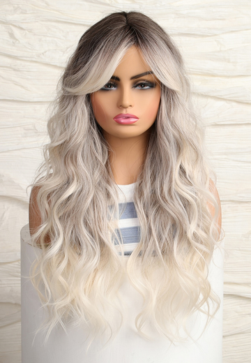 Ash Blonde Bodywave Gold With Dark Root Bangs Synthetic Wig LC2102-1