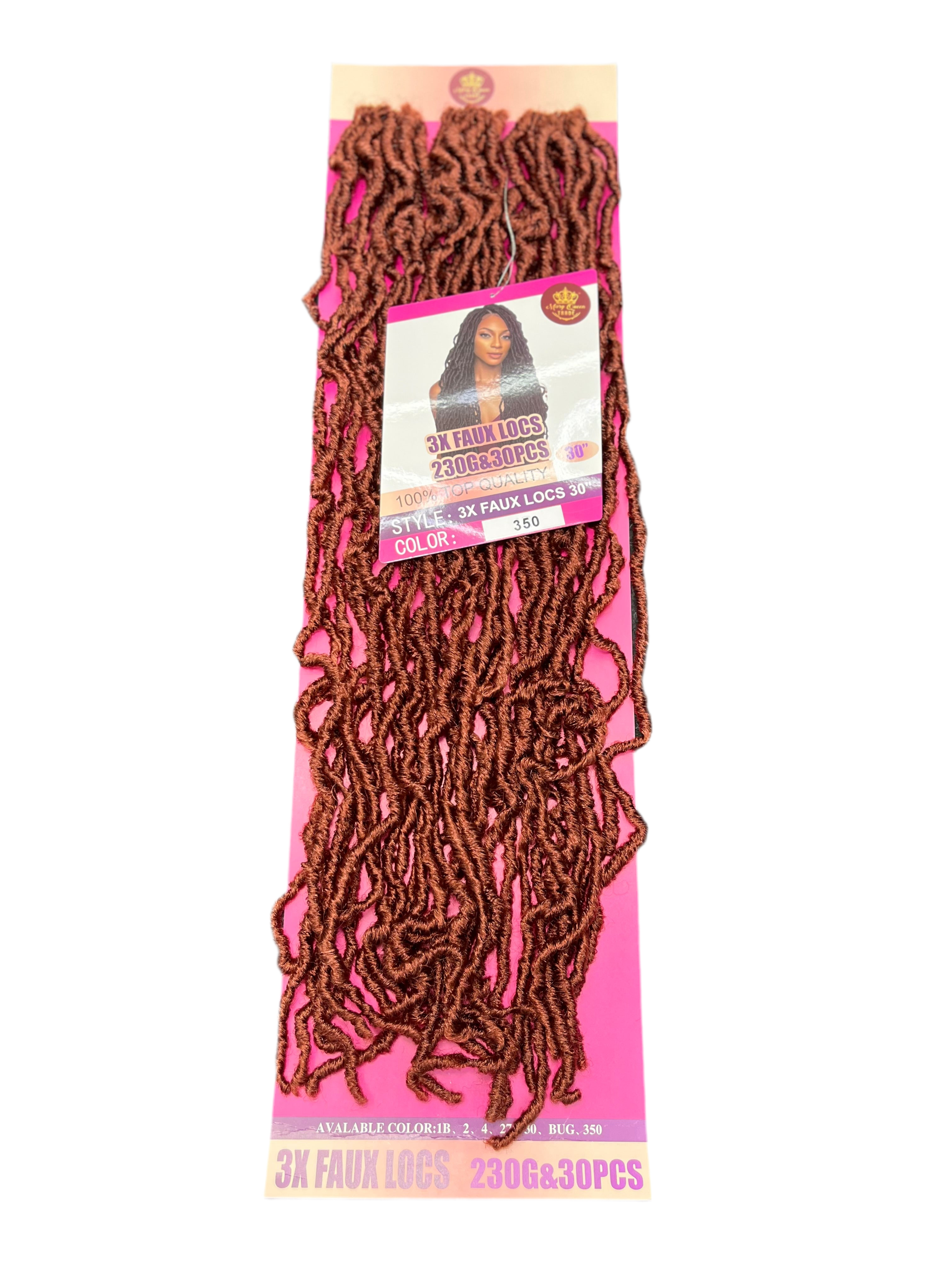3X Faux Locs 30" Soft Natural-Look Crochet Locs - 30 Strands/Pack
