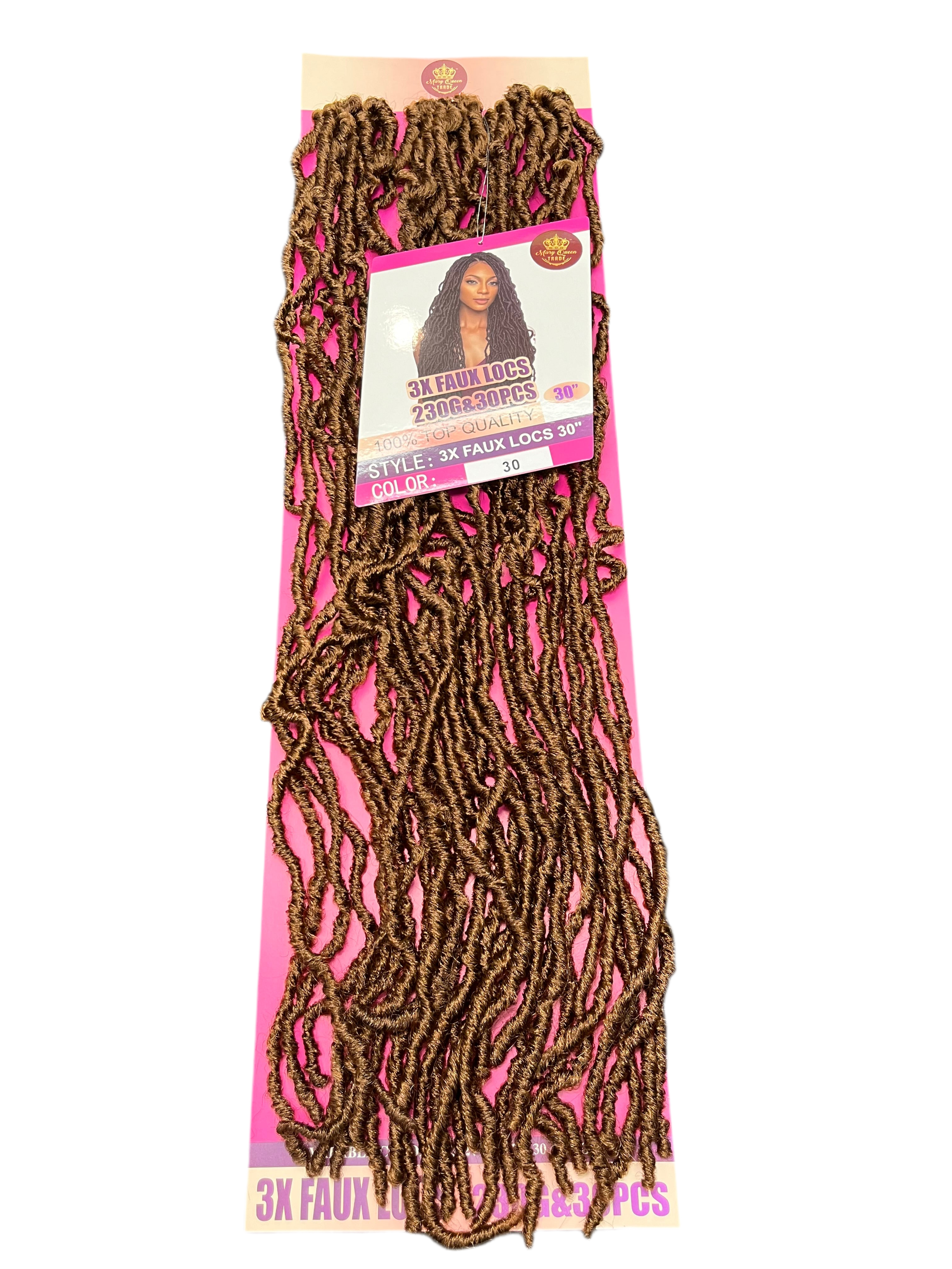 3X Faux Locs 30" Soft Natural-Look Crochet Locs - 30 Strands/Pack