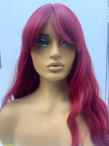 Burgundy Beach Wave Synthetic Wig LC2084-1