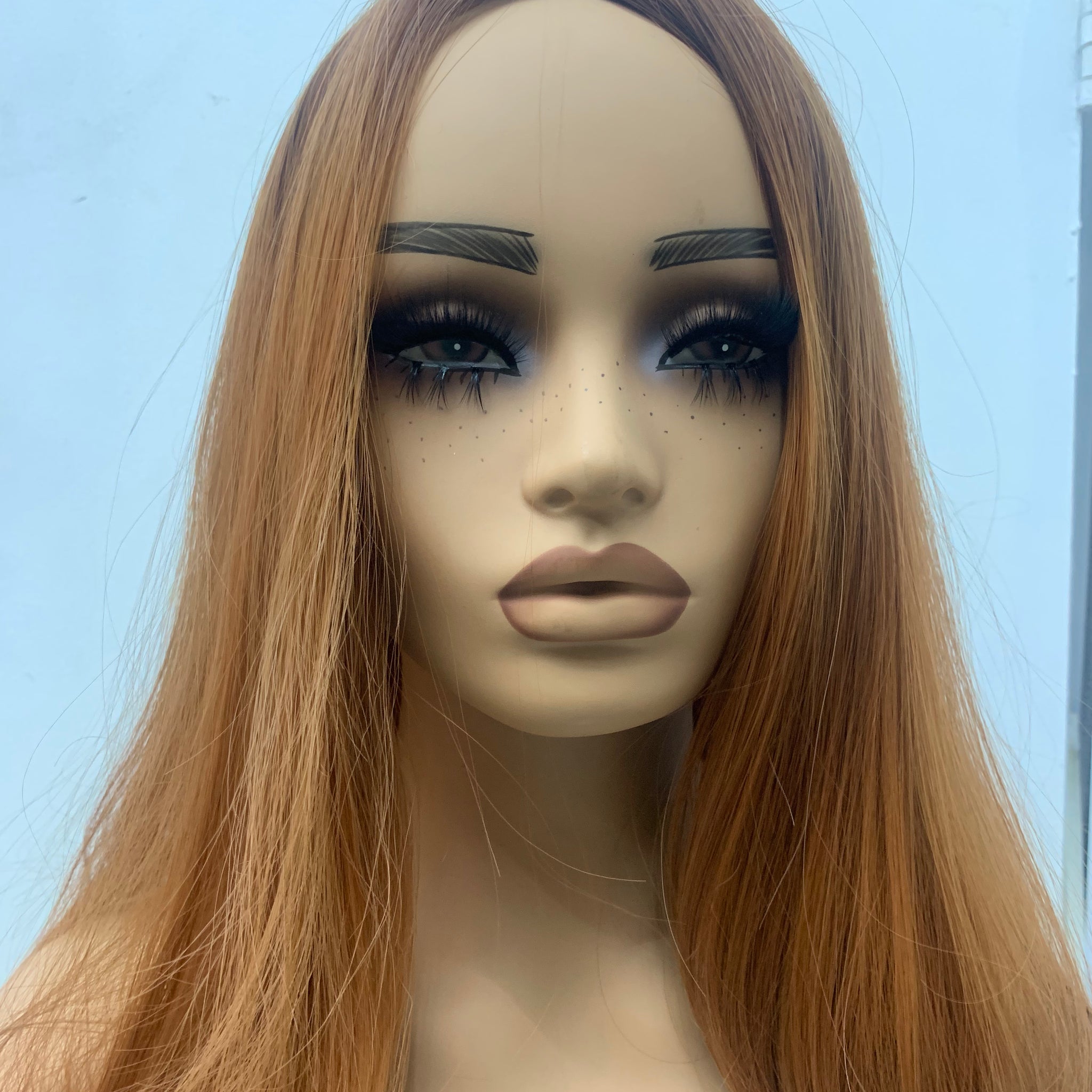 Long copper brown wavy wig - LC9007