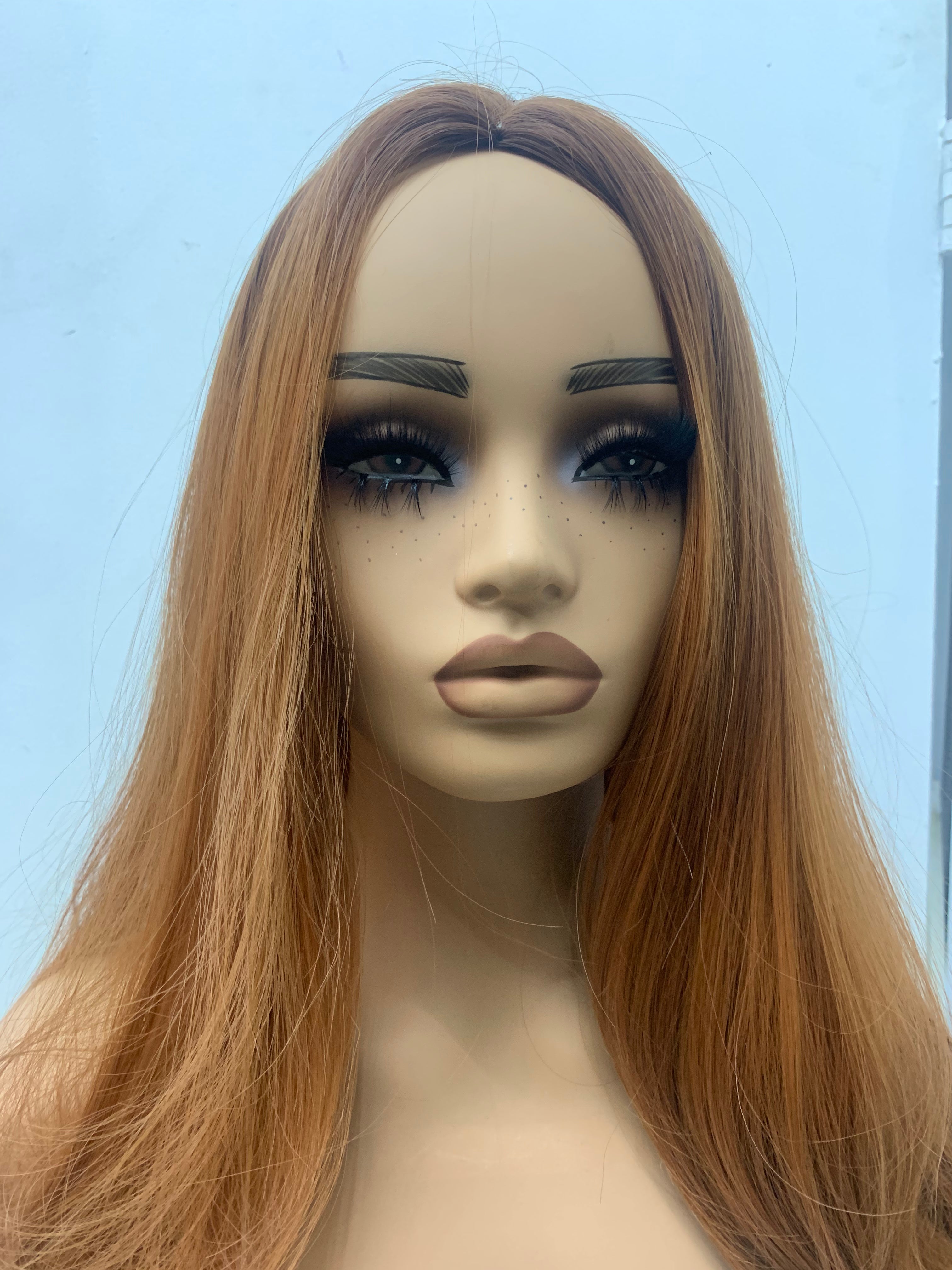 Long copper brown wavy wig - LC9007