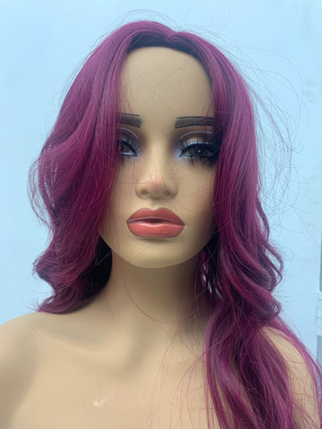 Soft and Smooth Purple Red Wavy Synthetic Wigs - LC6213