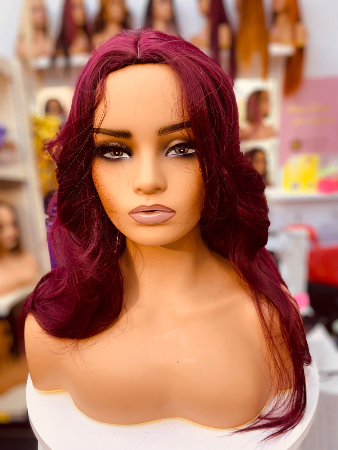 Soft and Smooth Purple Red Wavy Synthetic Wigs - LC6213