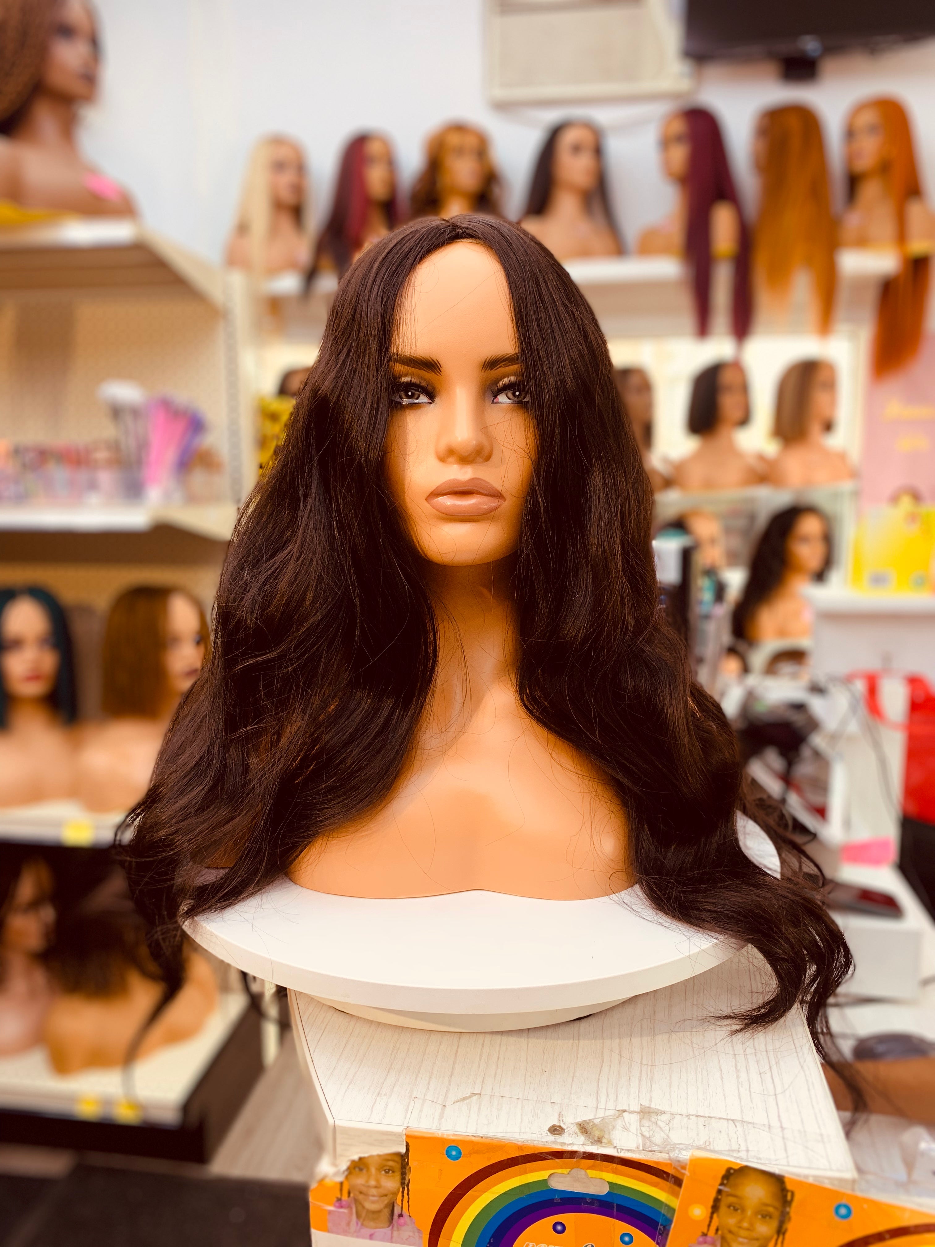 Long Wavy Dark Brown Synthetic Wigs - FZ116