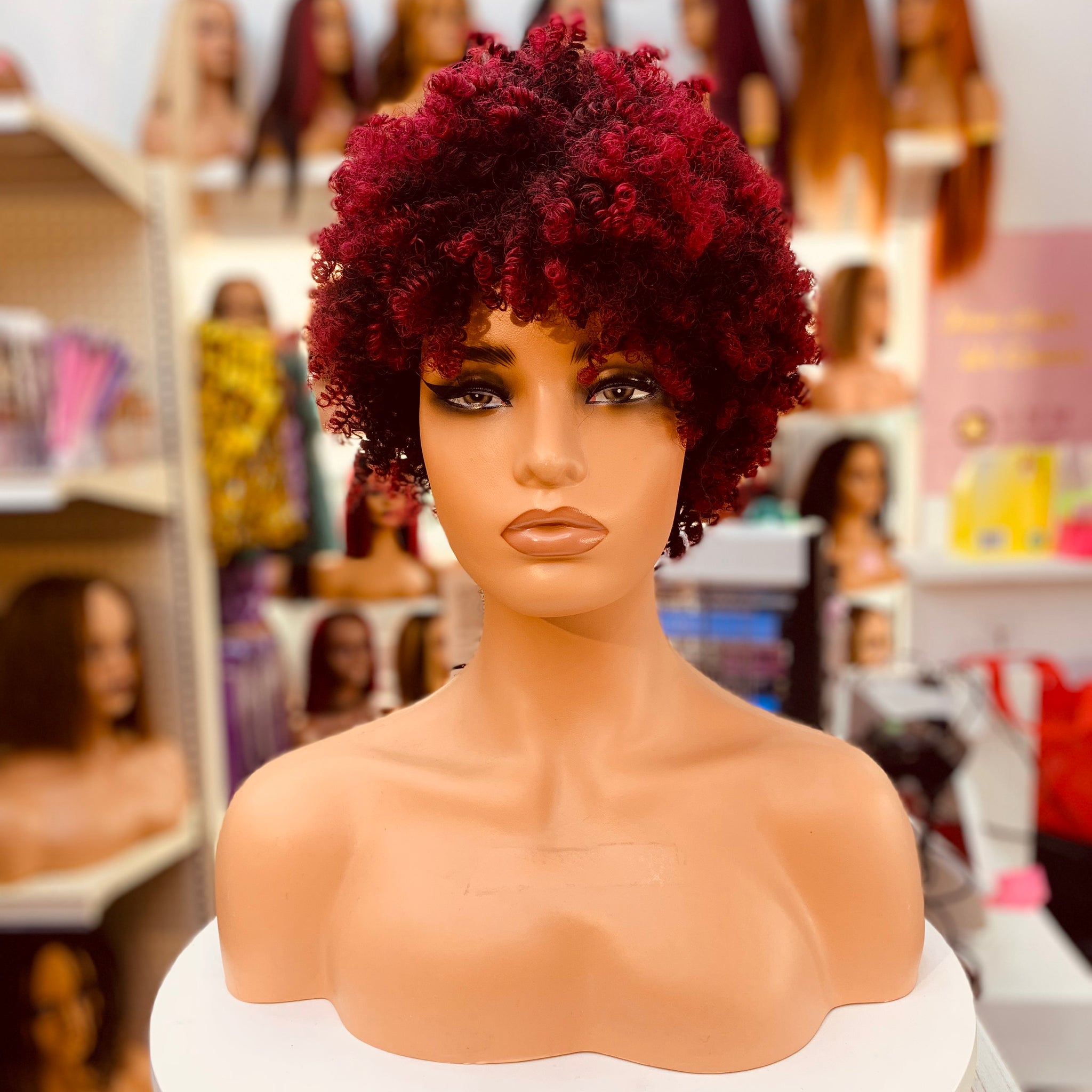 Perruque synthétique courte afro bouclée crépue - LC8118-2