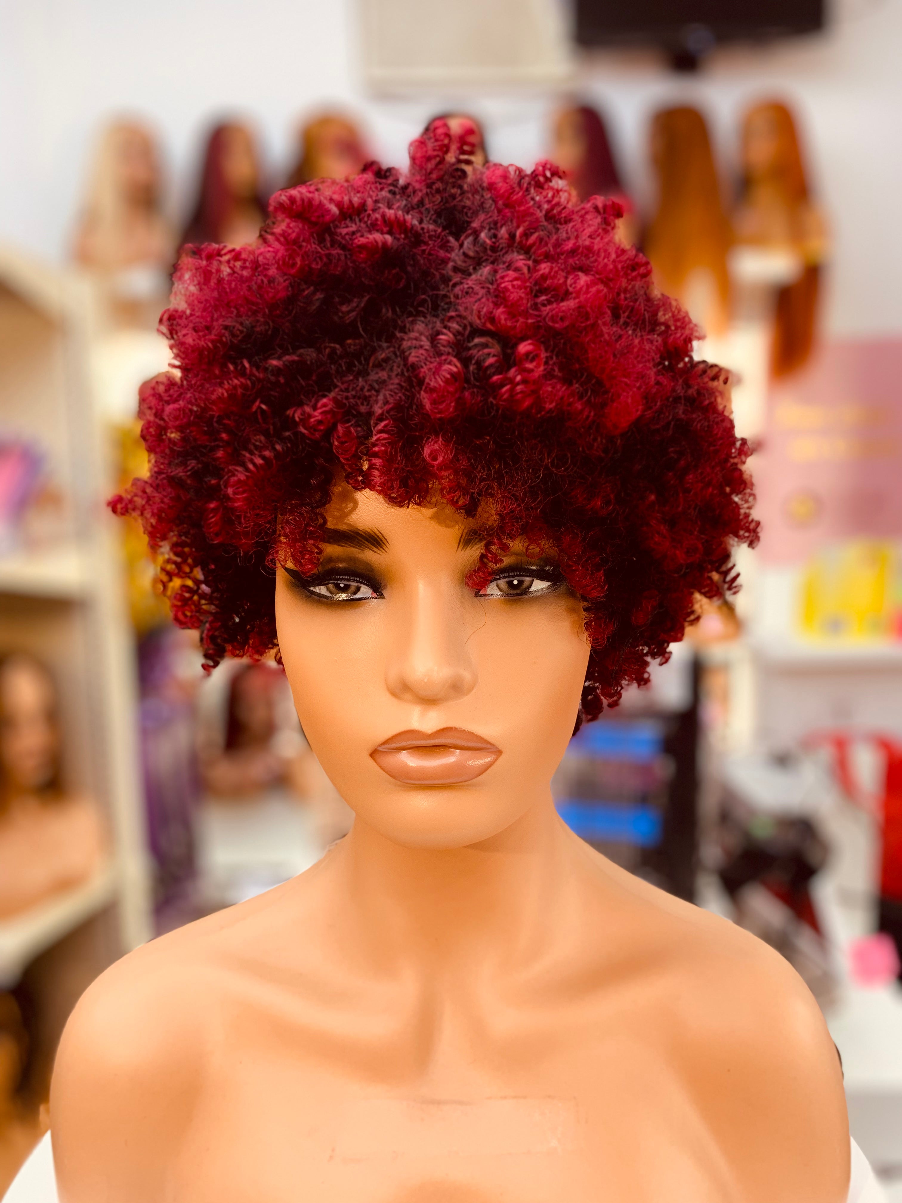 Perruque synthétique courte afro bouclée crépue - LC8118-2