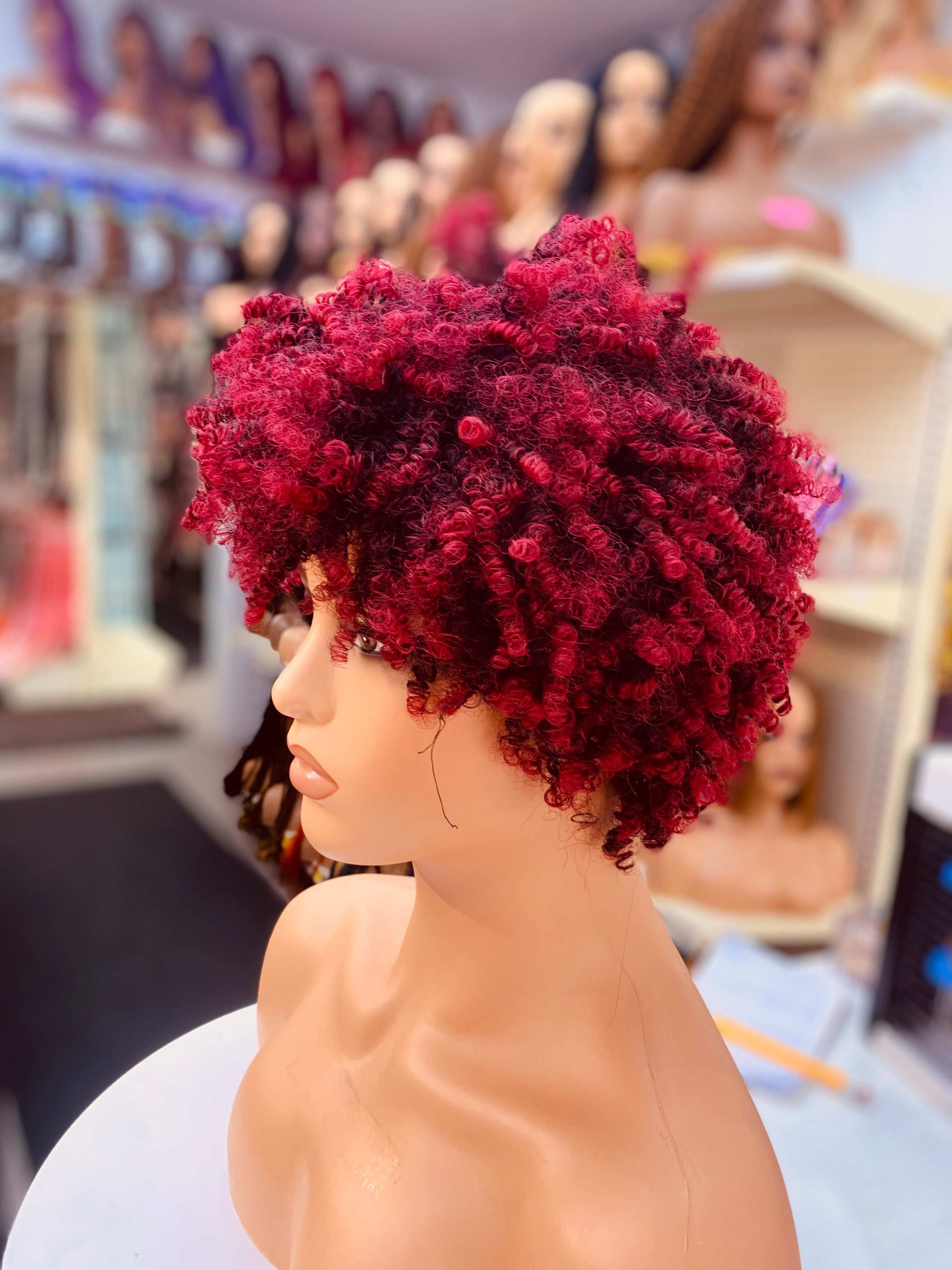 Perruque synthétique courte afro bouclée crépue - LC8118-2