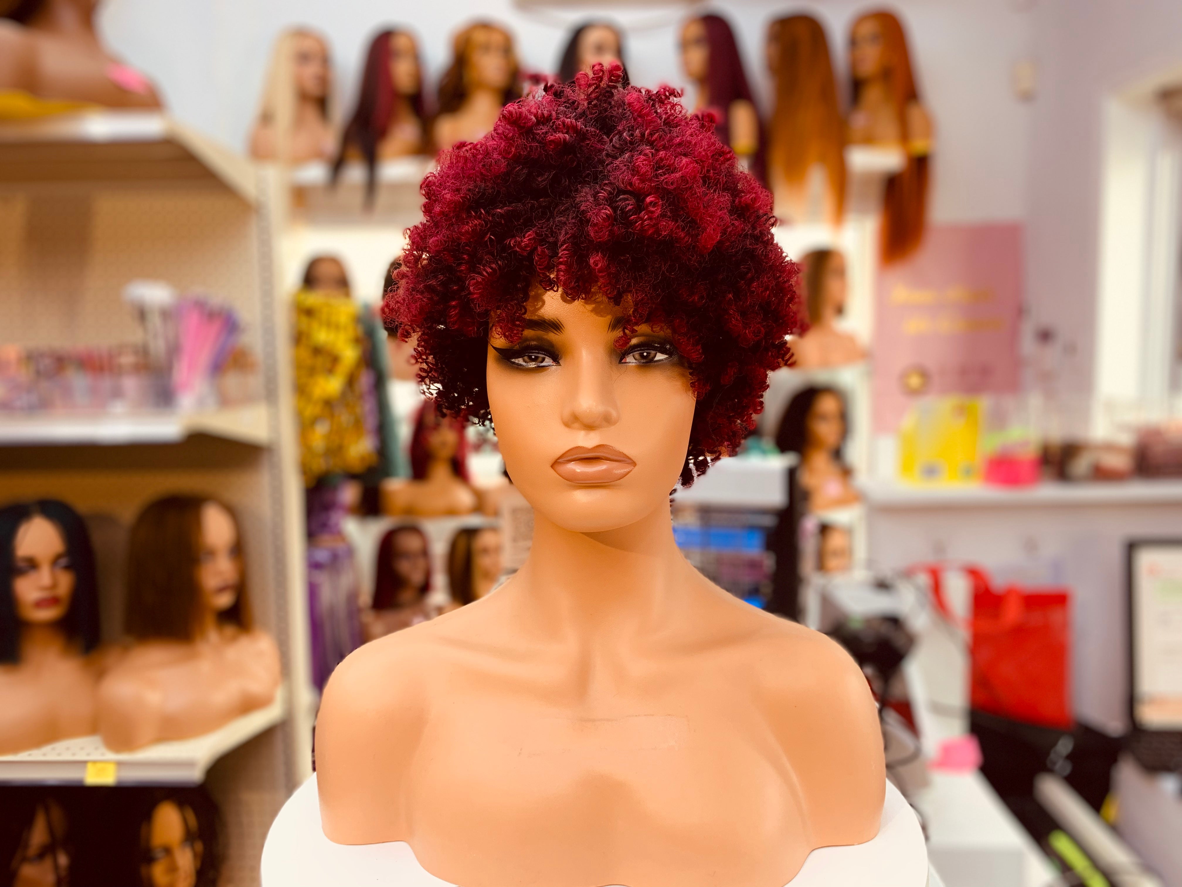 Perruque synthétique courte afro bouclée crépue - LC8118-2