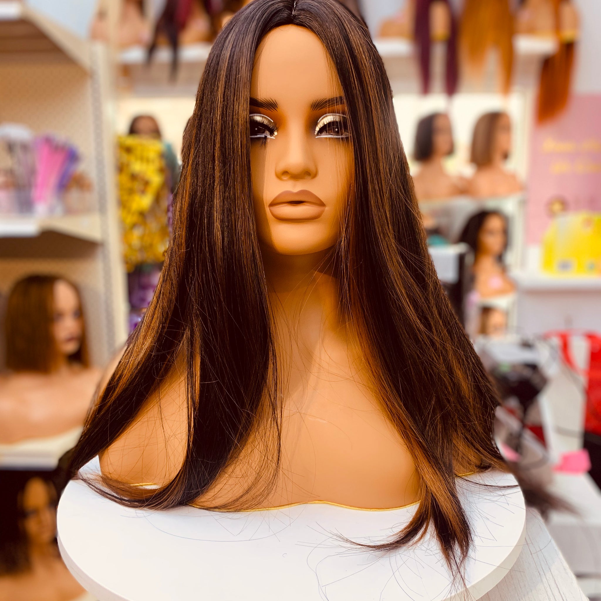 Dark Brown with Blonde Synthetic Wigs -LC2006