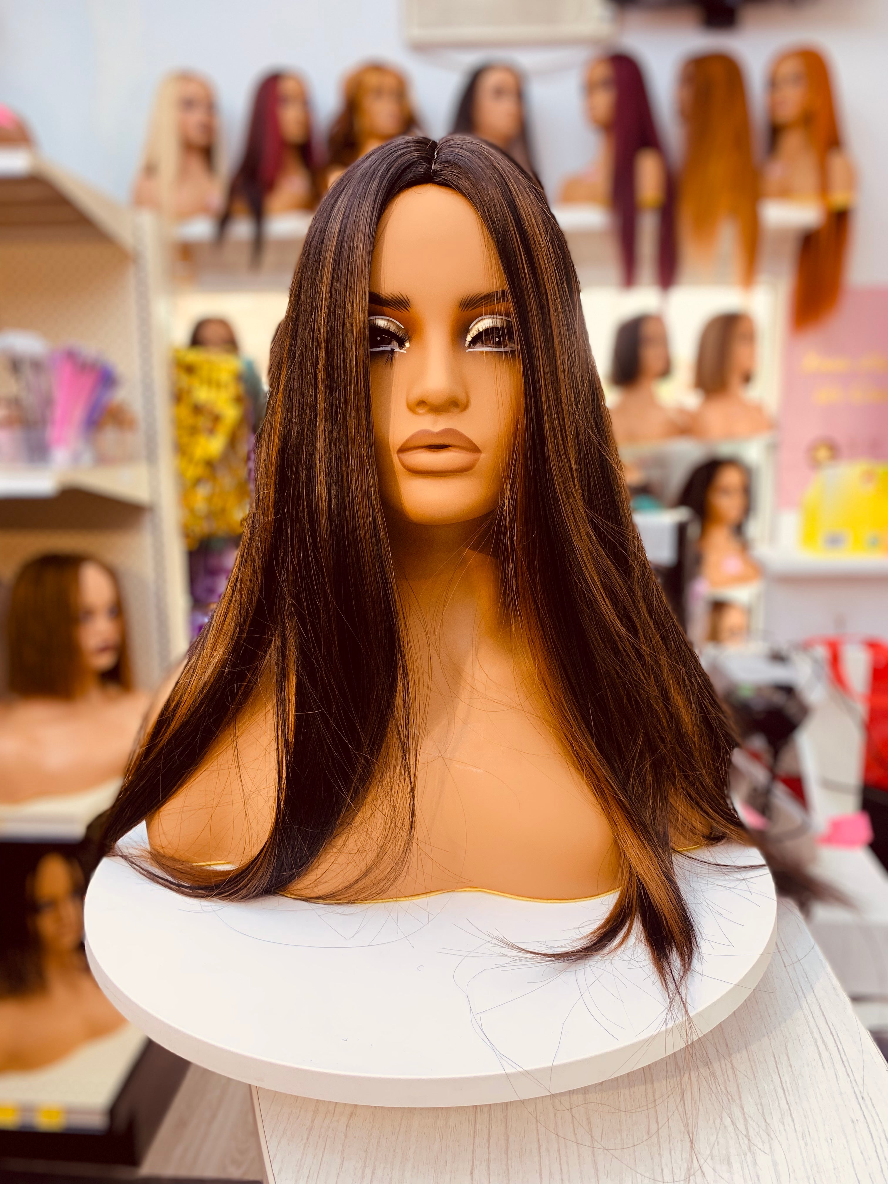 Dark Brown with Blonde Synthetic Wigs -LC2006