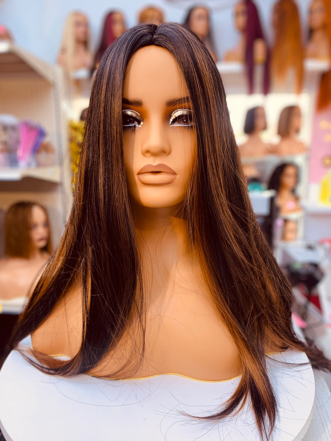 Dark Brown with Blonde Synthetic Wigs -LC2006