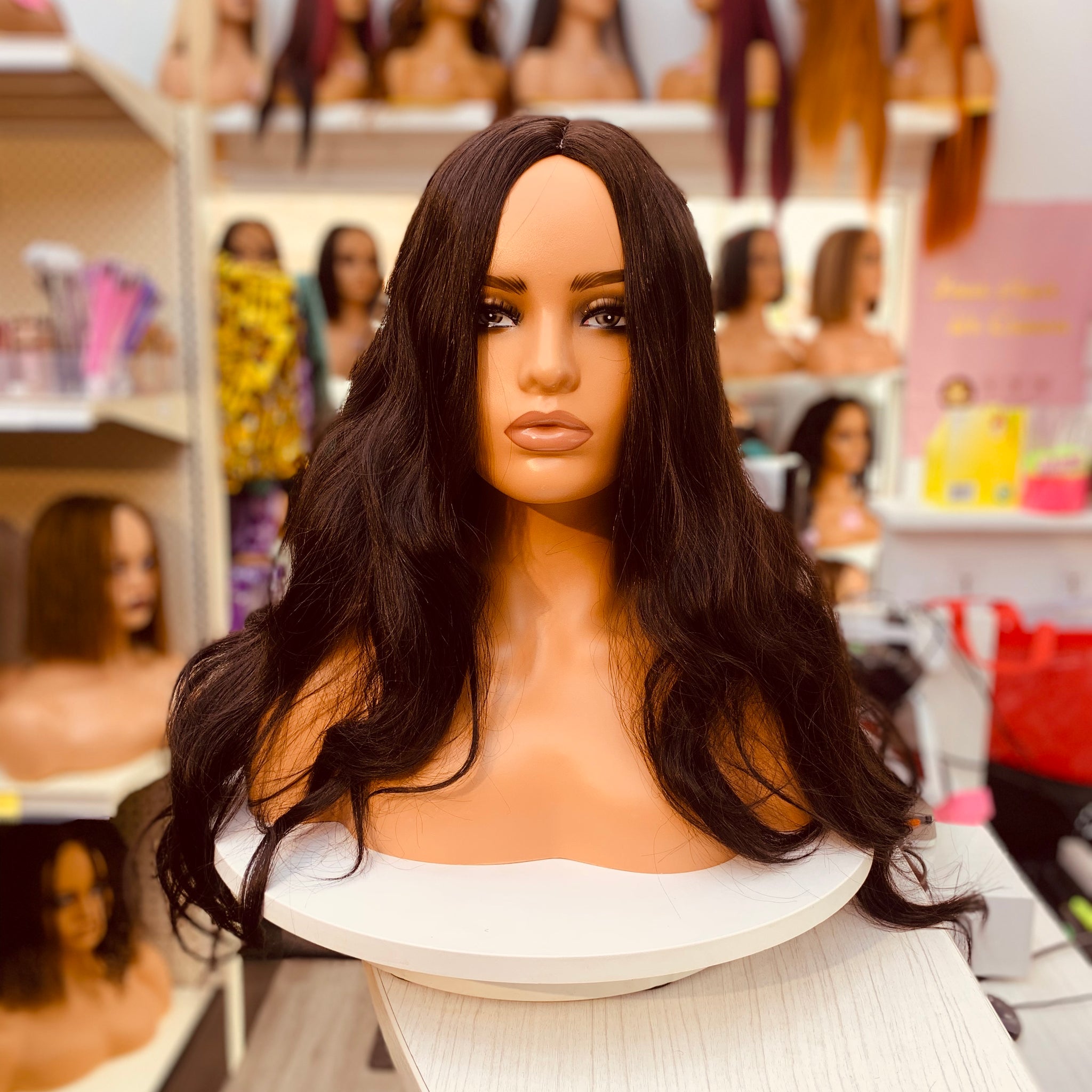 Long Wavy Dark Brown Synthetic Wigs - WL1115-1