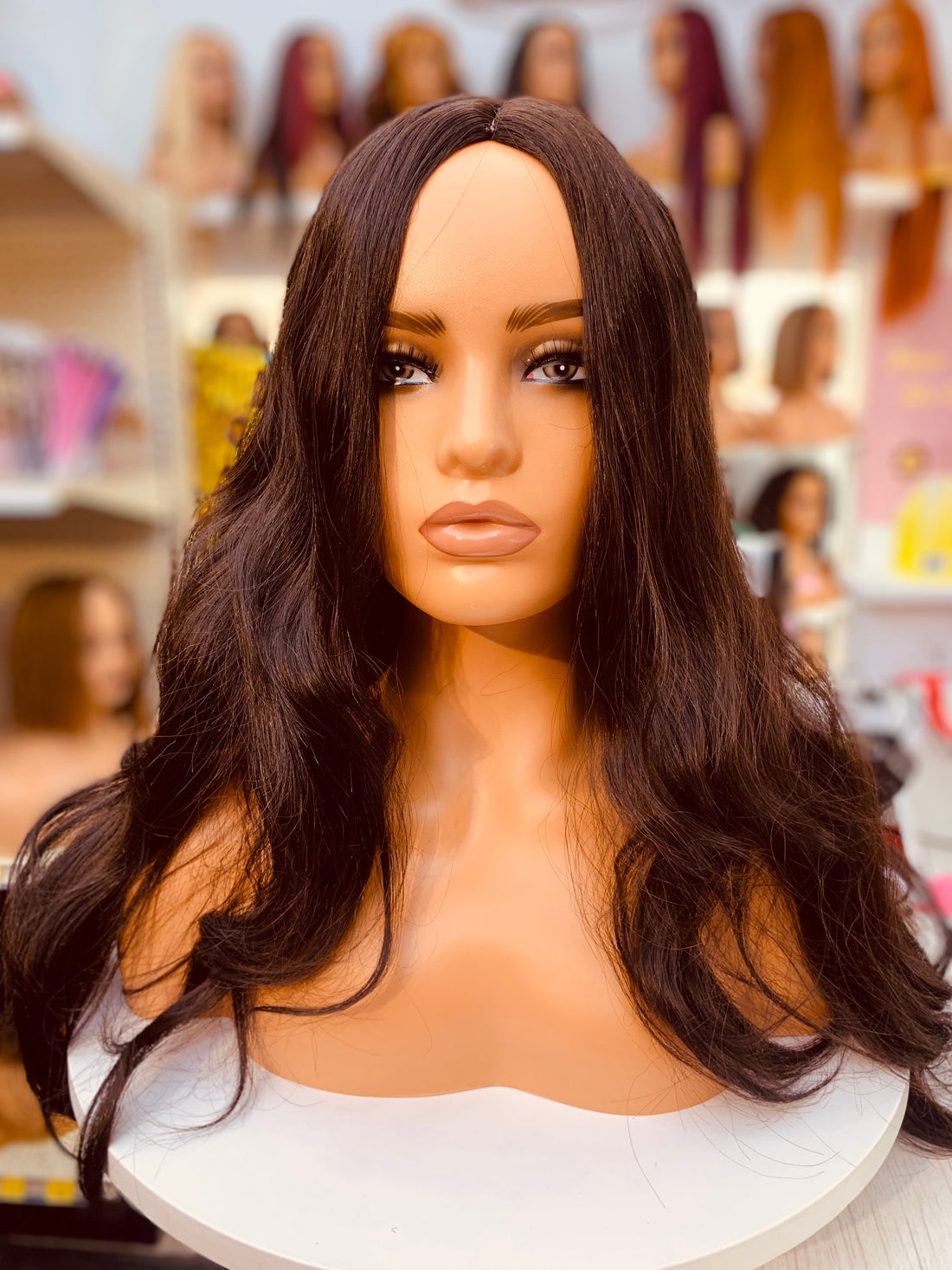 Long Wavy Dark Brown Synthetic Wigs - WL1115-1