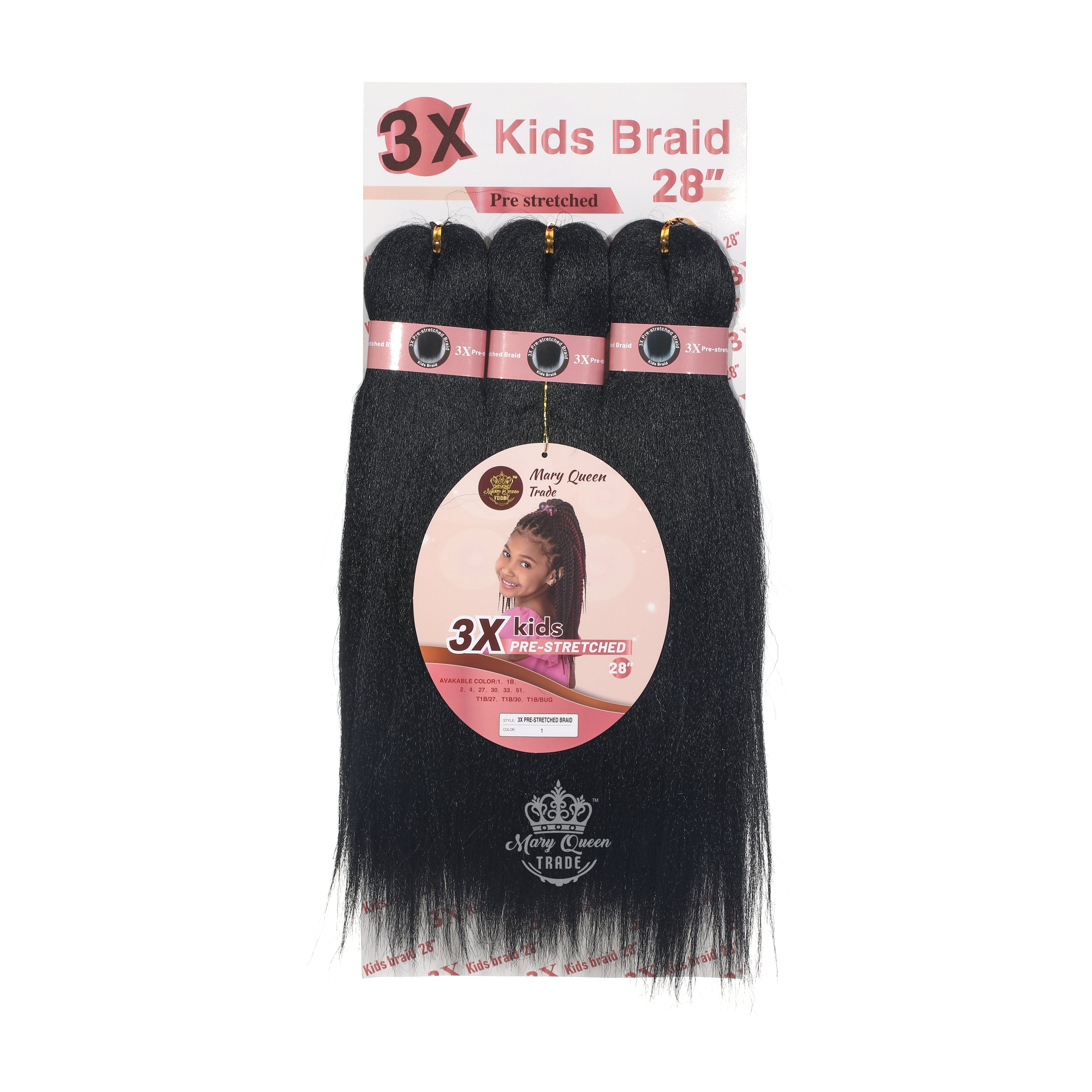 3X Kids Braids Pre-Stretched 28"