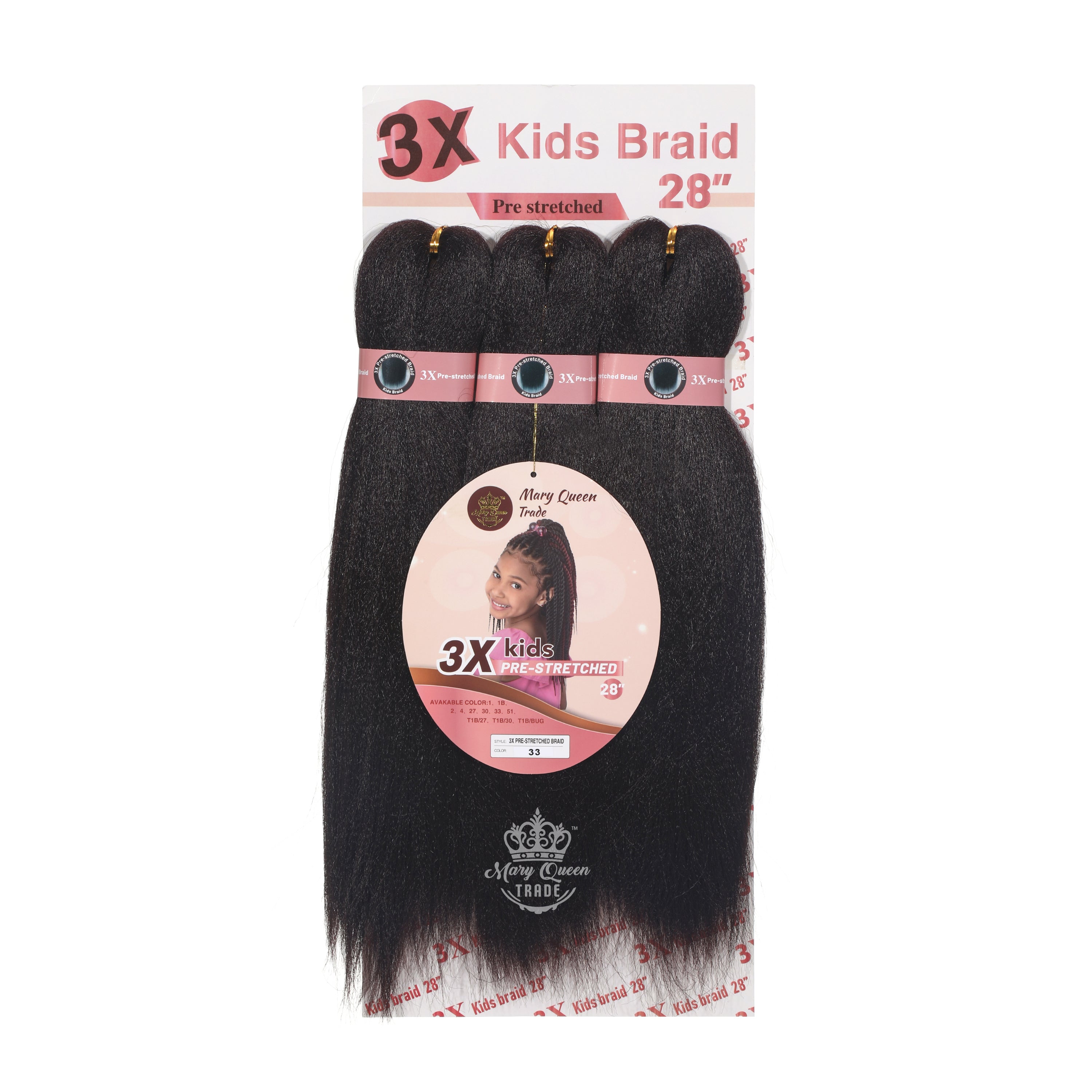 3X Kids Braids Pre-Stretched 28"
