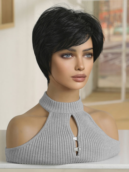 Natural Black Side Parting Pixie Cut Synthetic Wig LC2020-1