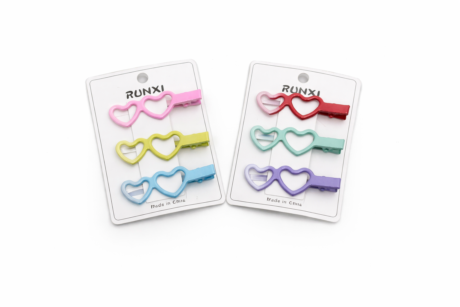 Heart-Shaped Hair Clips – 3 Pairs