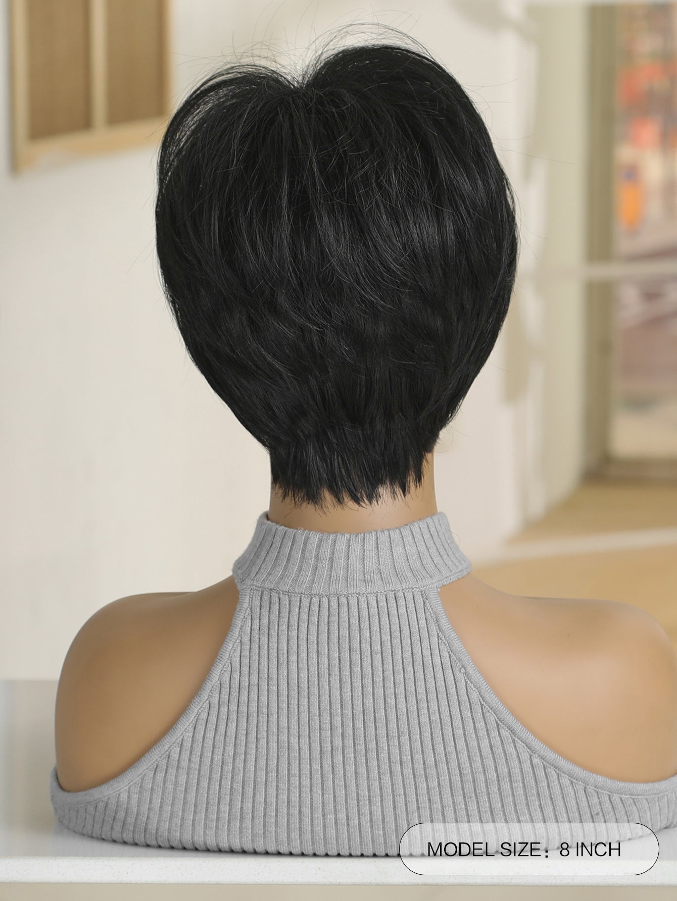 Natural Black Side Parting Pixie Cut Synthetic Wig LC2020-1