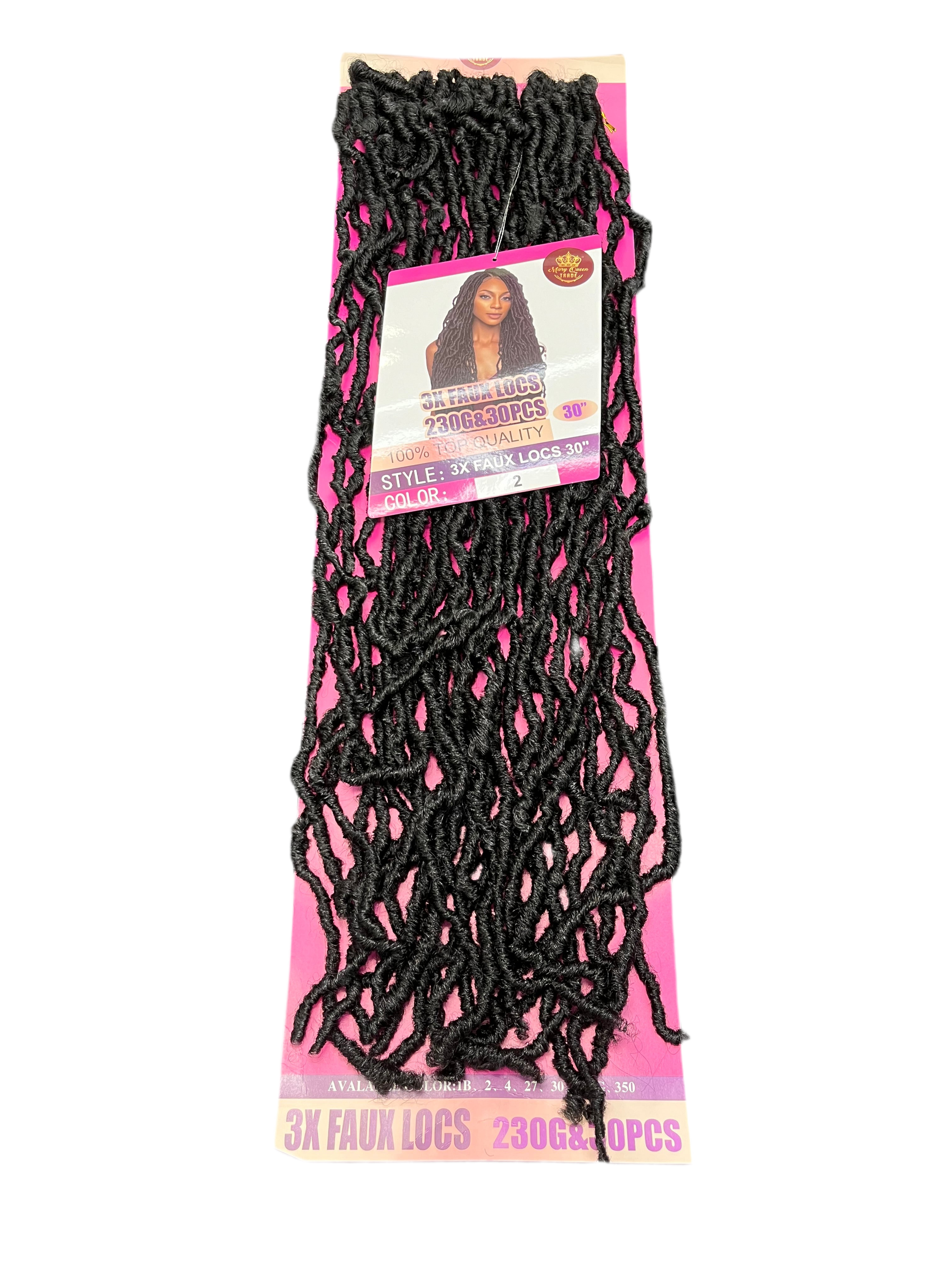 3X Faux Locs 30" Soft Natural-Look Crochet Locs - 30 Strands/Pack