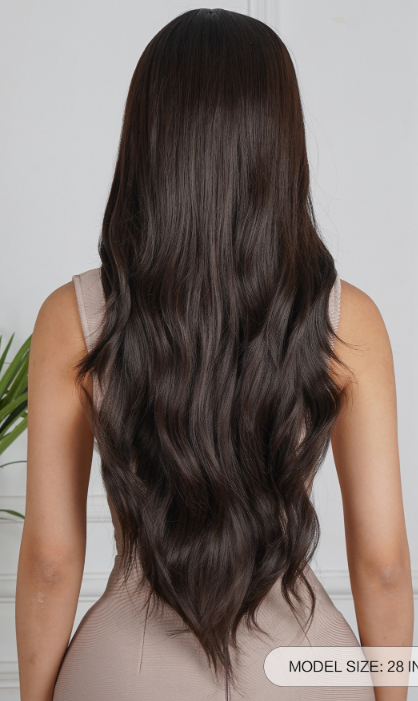 Natural Black Center Parting Wavy Synthetic Wig LC2019-2