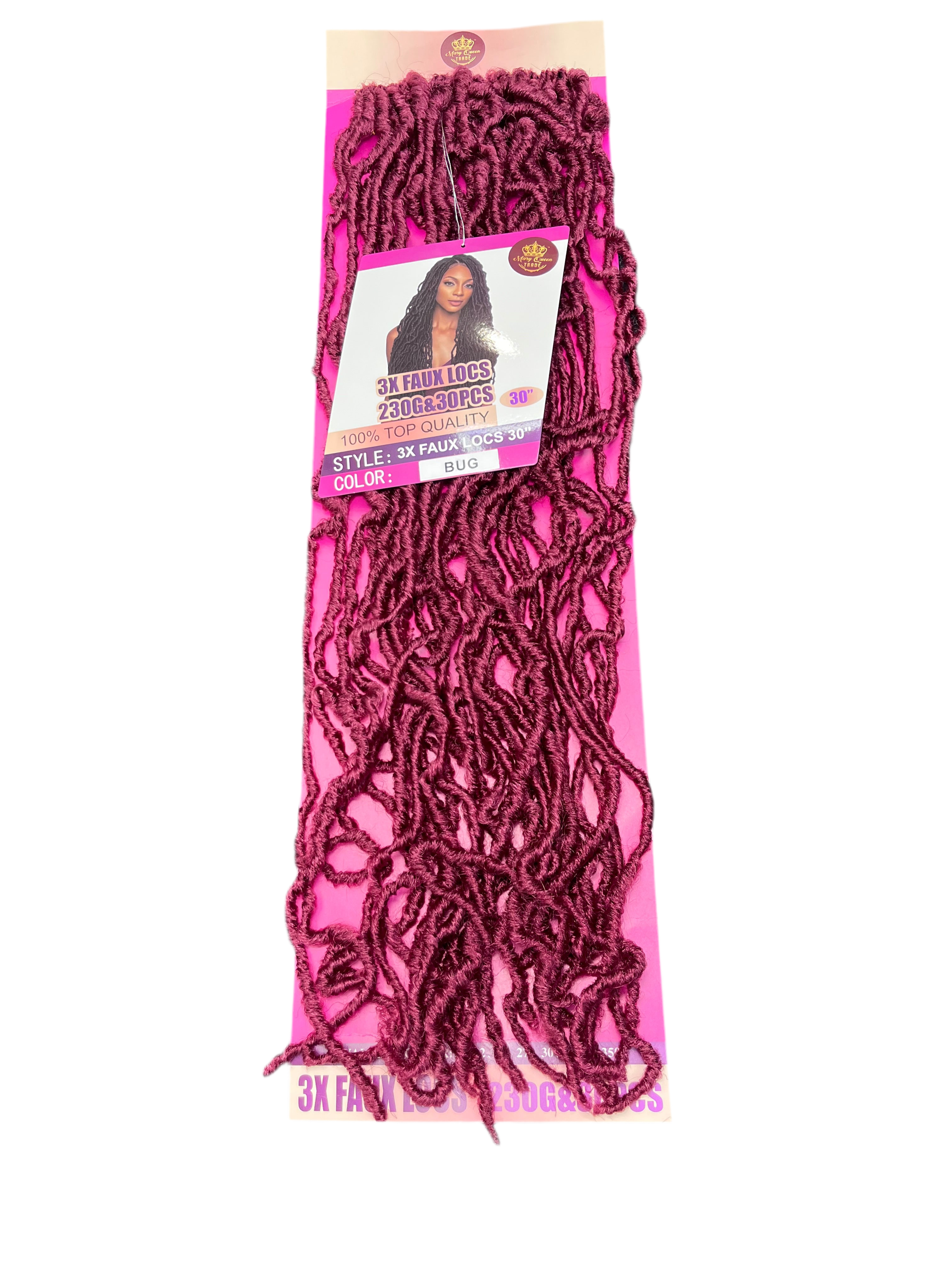 3X Faux Locs 30" Soft Natural-Look Crochet Locs - 30 Strands/Pack