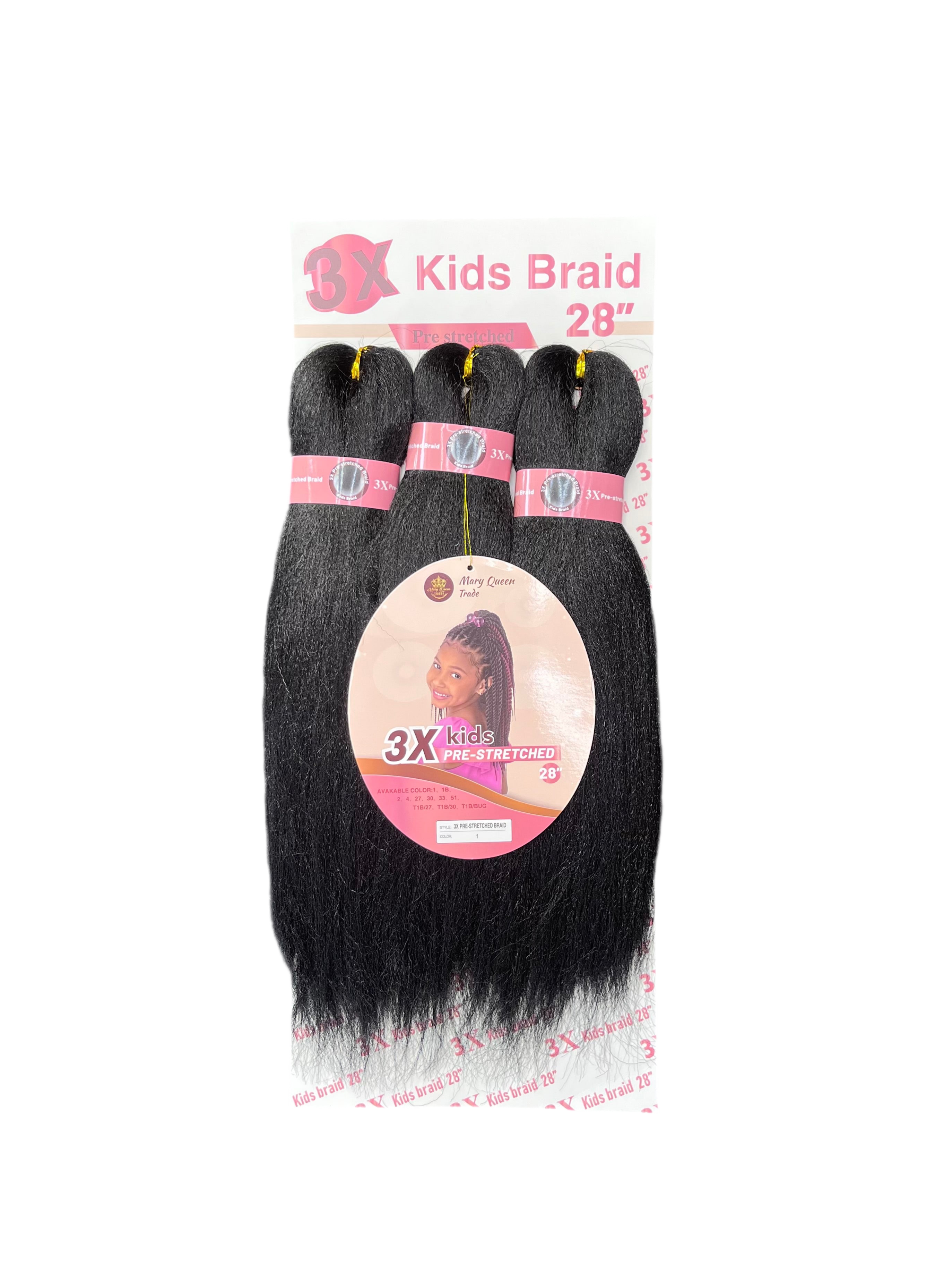3X Kids Braids Pre-Stretched 28"
