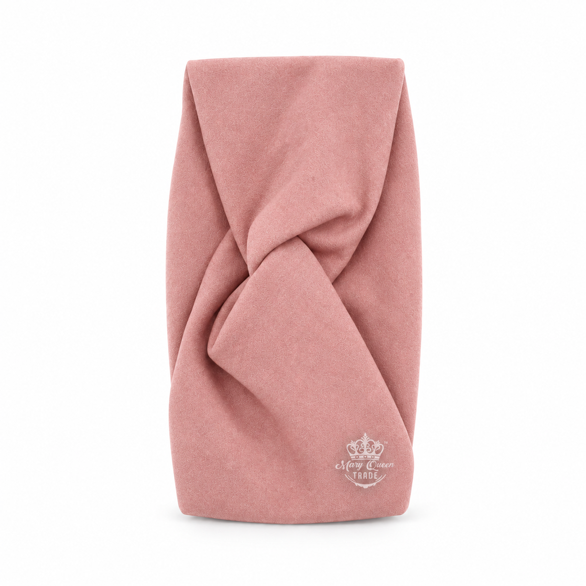 Pink twisted-front headband, shown individually with Mary Queen Trade watermark.