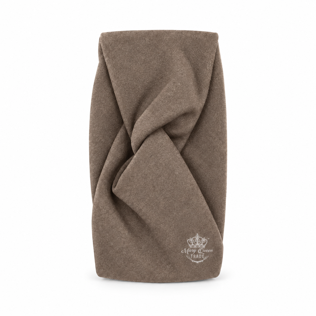 Taupe twisted-front headband, shown individually with Mary Queen Trade watermark.