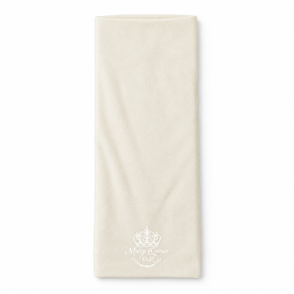 Cream wide plain headband, shown individually with Mary Queen Trade watermark.
