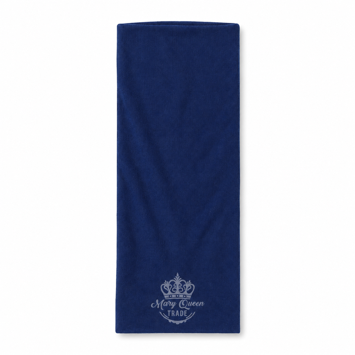 Navy wide plain headband, shown individually with Mary Queen Trade watermark.