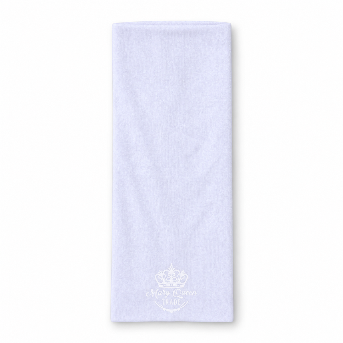 White wide plain headband, shown individually with Mary Queen Trade watermark.