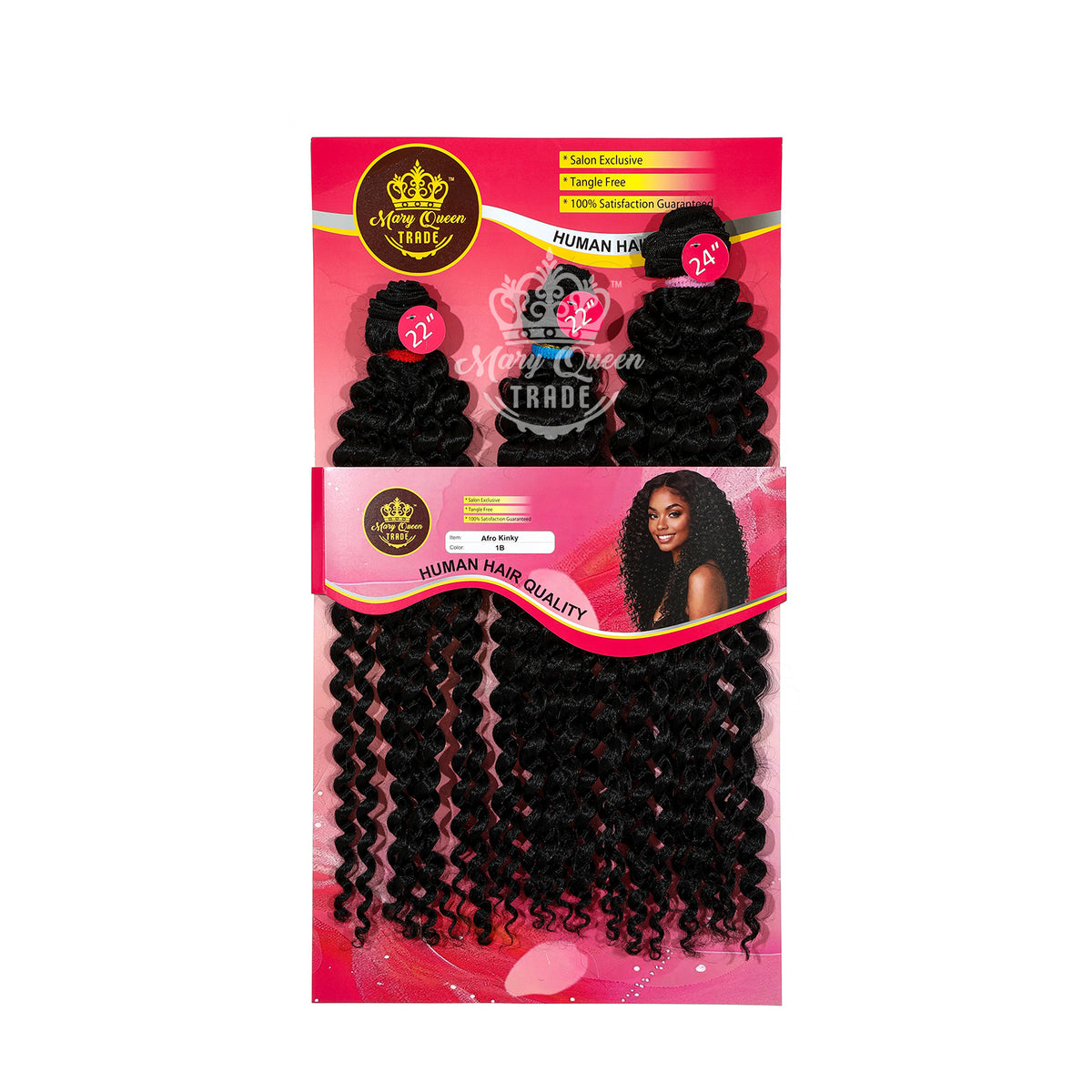 Mary Queen BioProtein™ Afro Kinky 3-Bundle Hair Set – 22"–24"