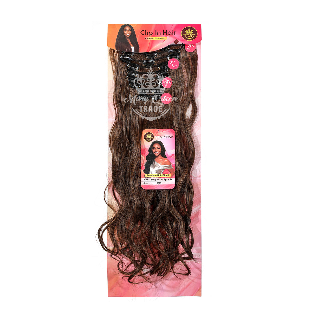 Mary Queen BioProtein™ Body Wave 9-Piece Clip-In Hair – 24"