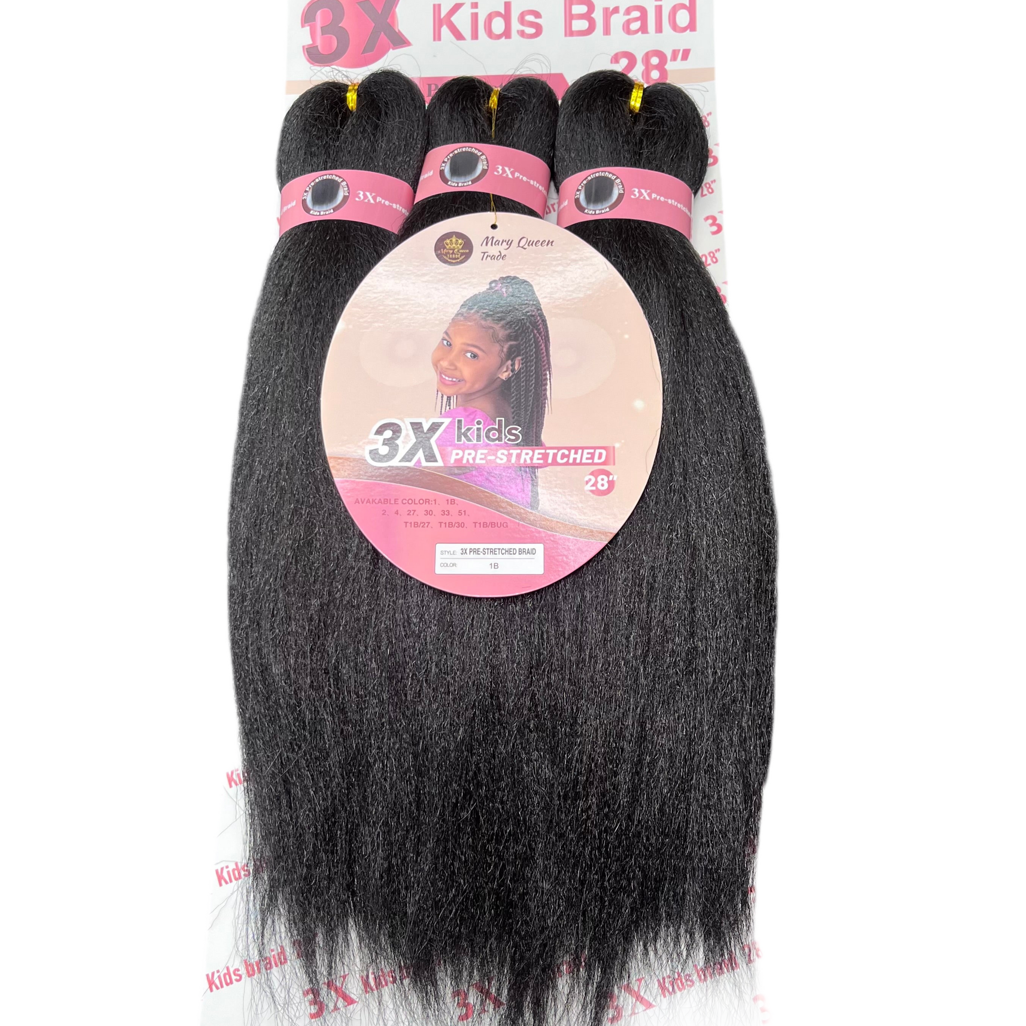 3X Kids Braids Pre-Stretched 28"