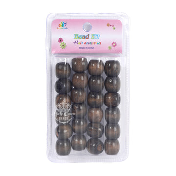 Dark Wooden Hair Beads Kit – Natural Brown