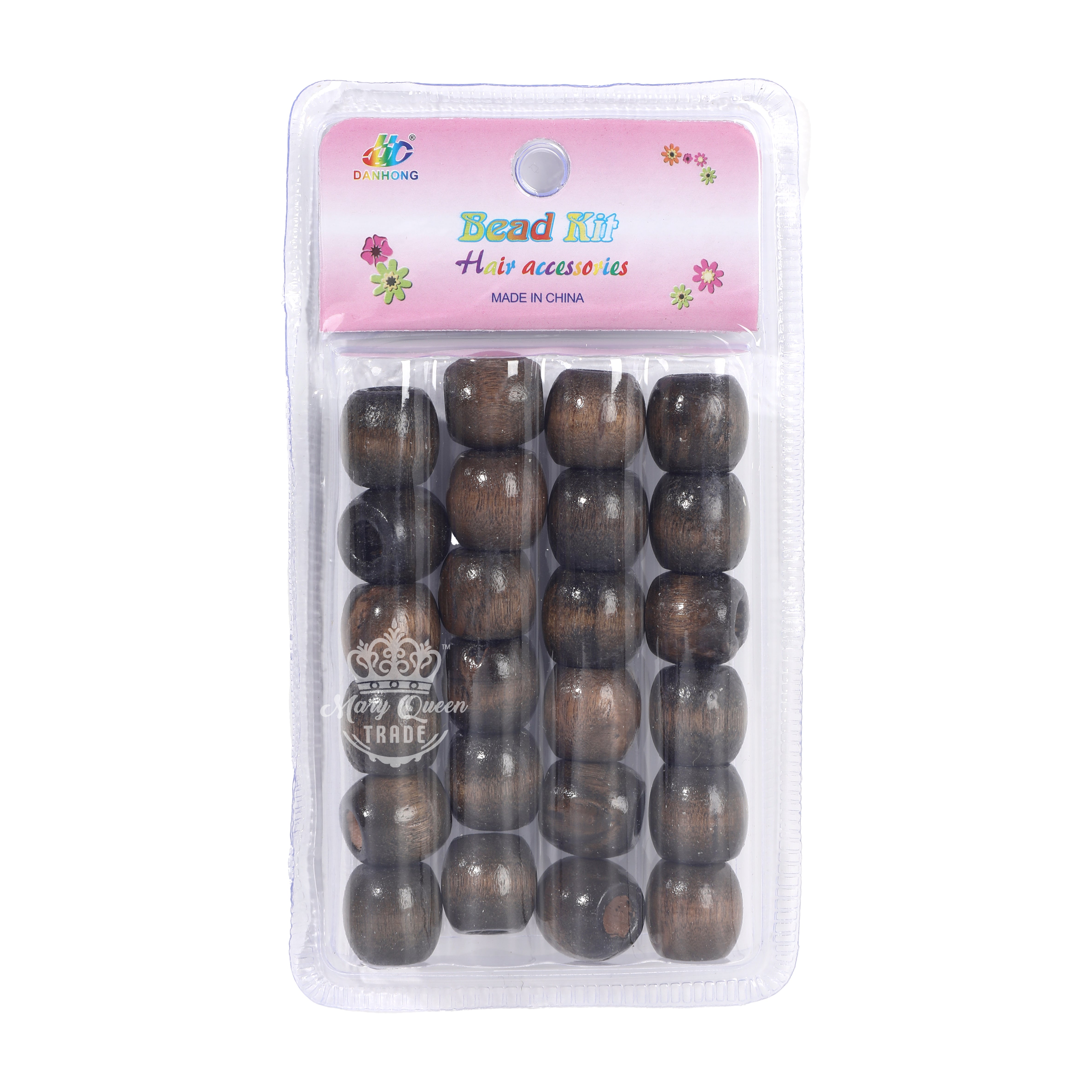 Dark Wooden Hair Beads Kit – Natural Brown