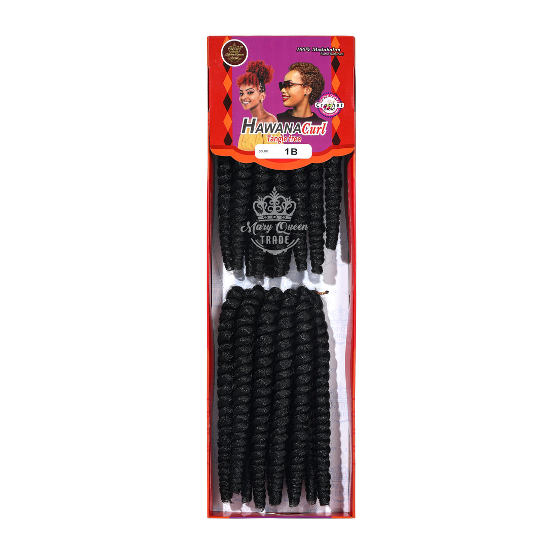 Packaged hair extensions with 'Mary Queen' branding on a white background