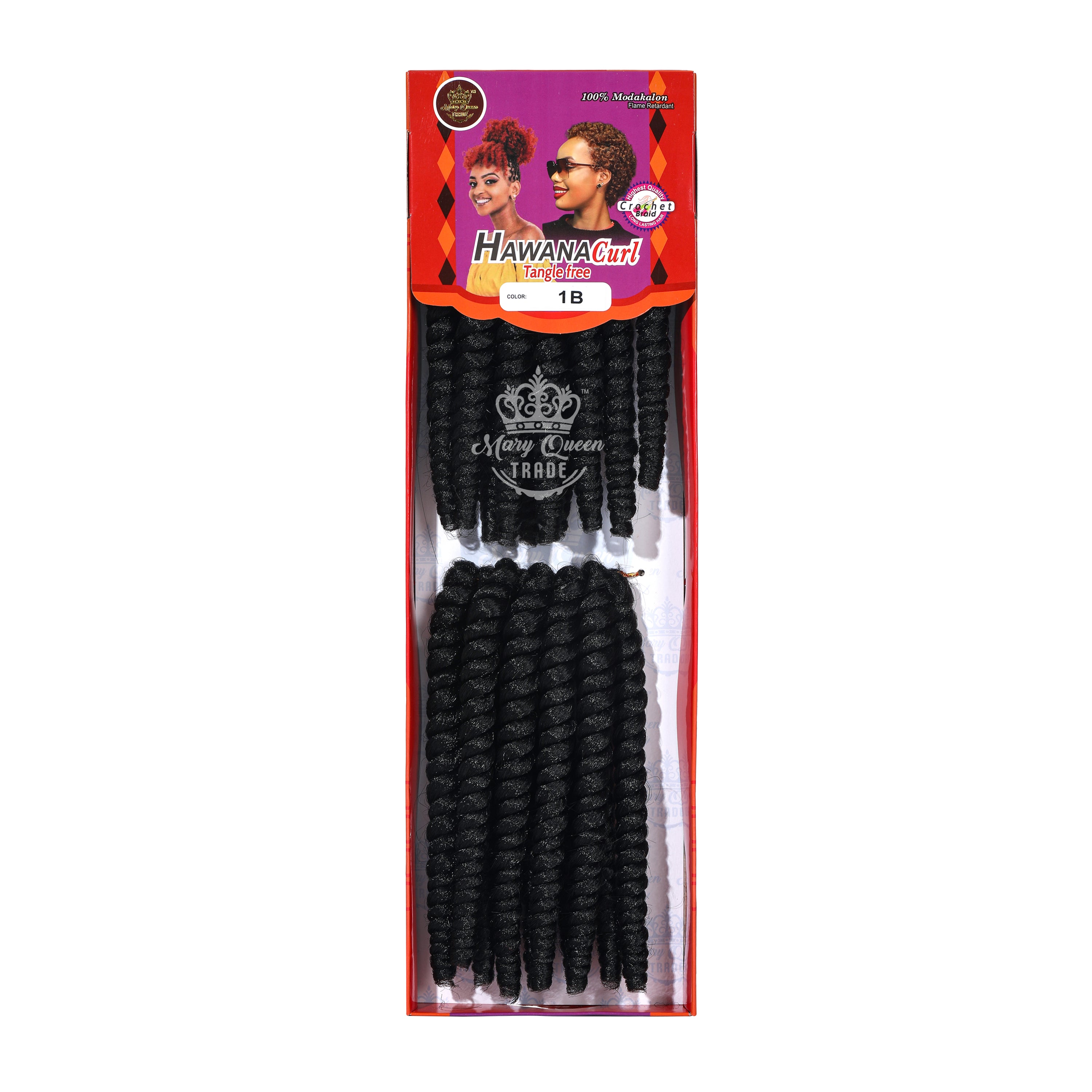 Packaged hair extensions with 'Mary Queen' branding on a white background