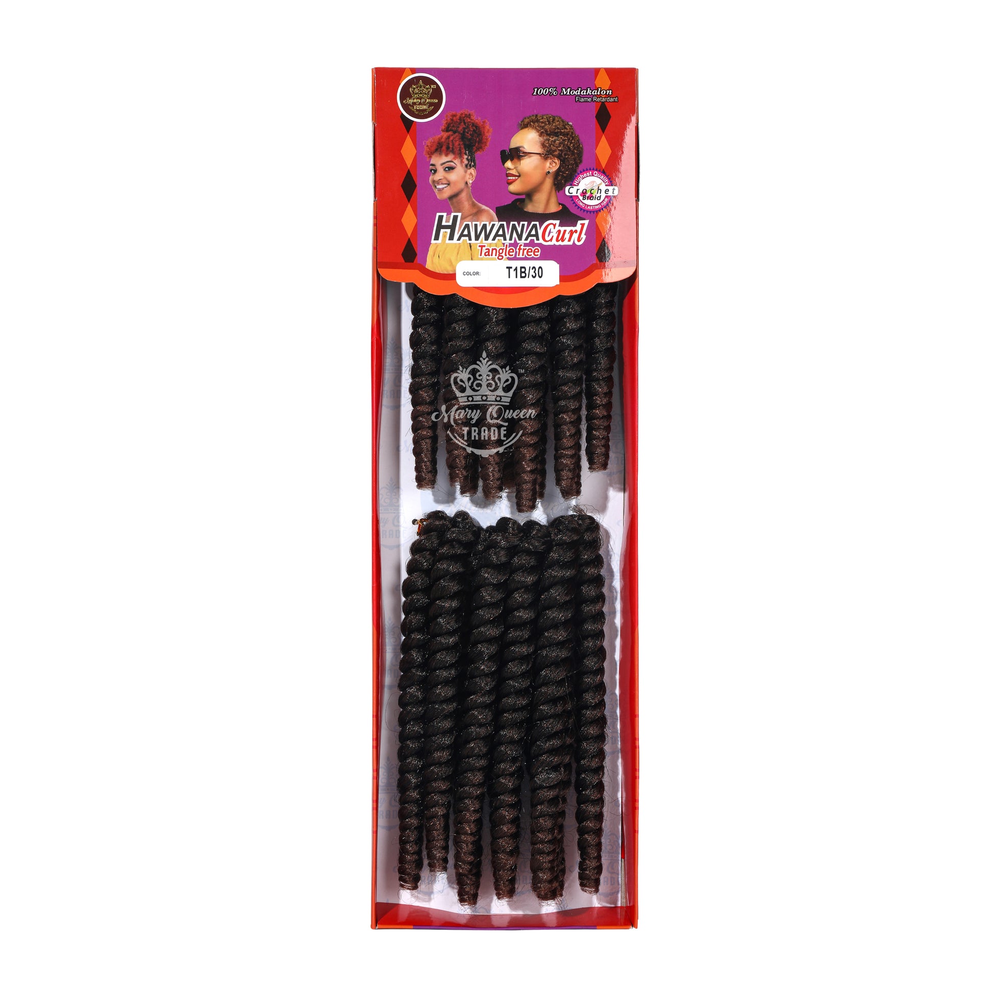 Packaged hair extensions with 'Mary Queen' branding on a white background