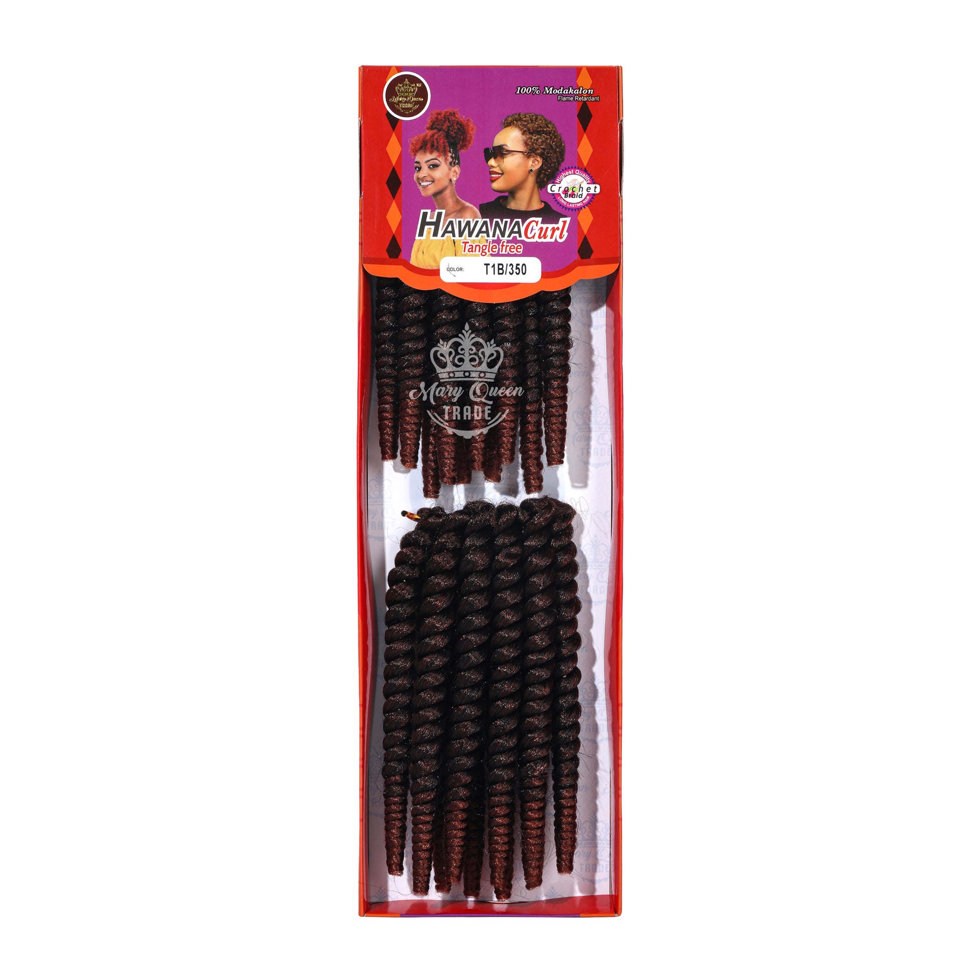Packaged hair extensions with 'Mary Queen' branding on a white background