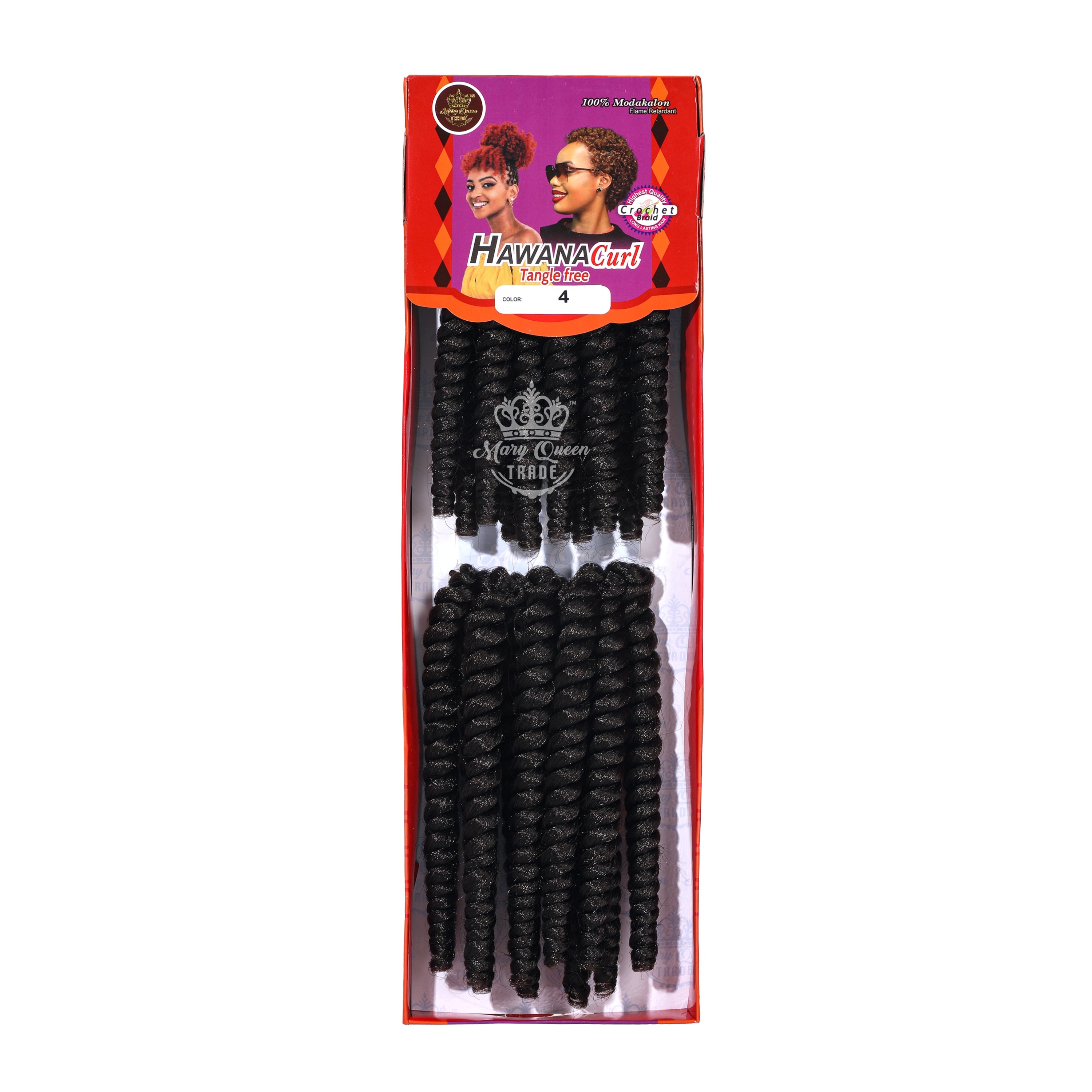 Packaged hair extensions with 'Mary Queen' branding on a white background