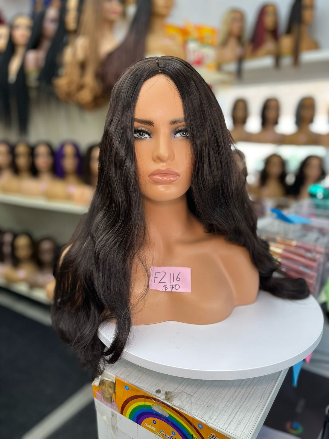 Long Wavy Dark Brown Synthetic Wigs - FZ116