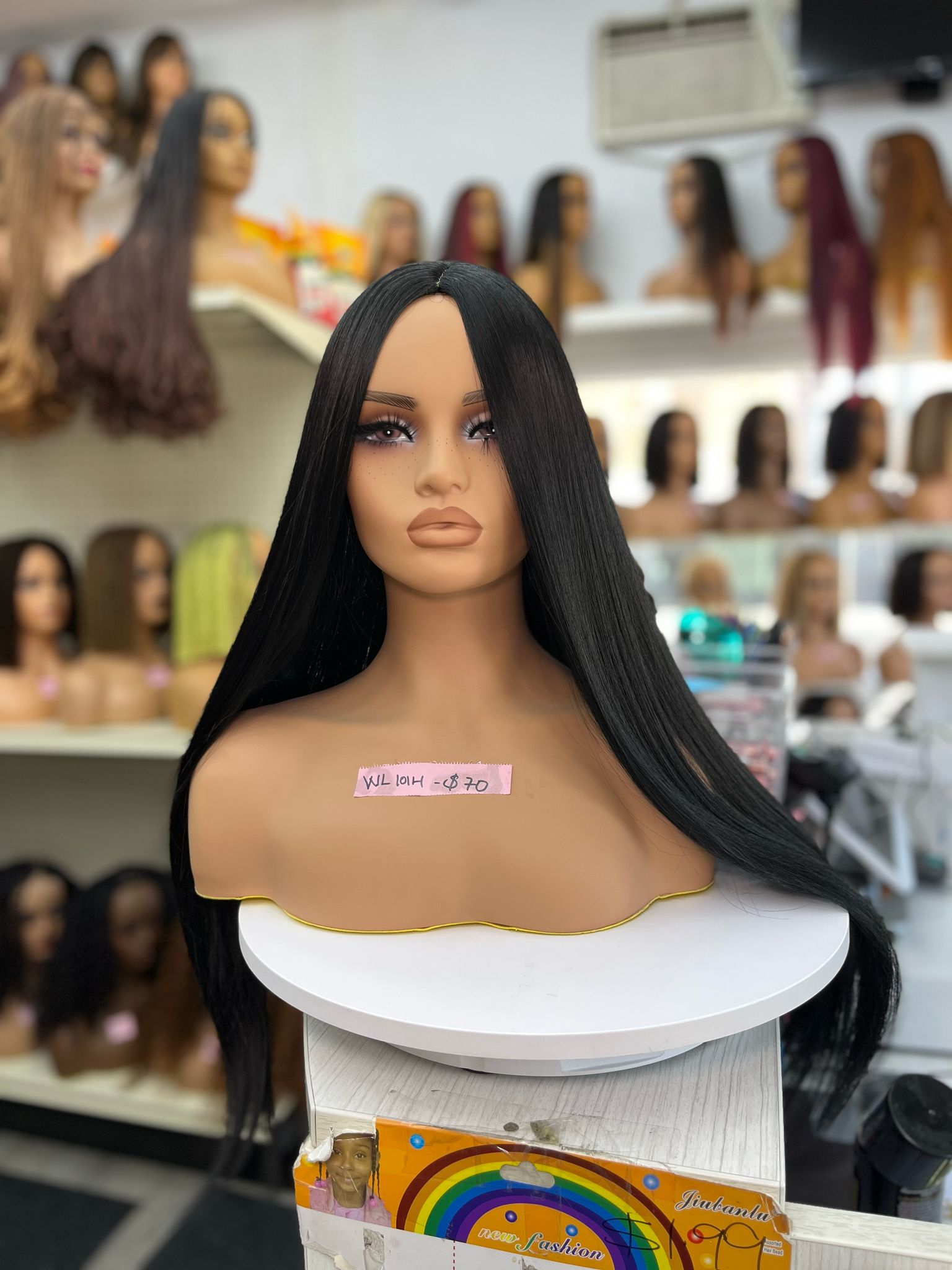 Straight Party Wedding Black High Temperature Fiber Synthetic Wigs - WL1014