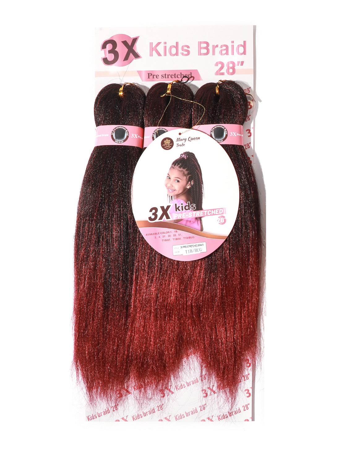 3X Tresses pour enfants pré-étirées de 71 cm (28 pouces)