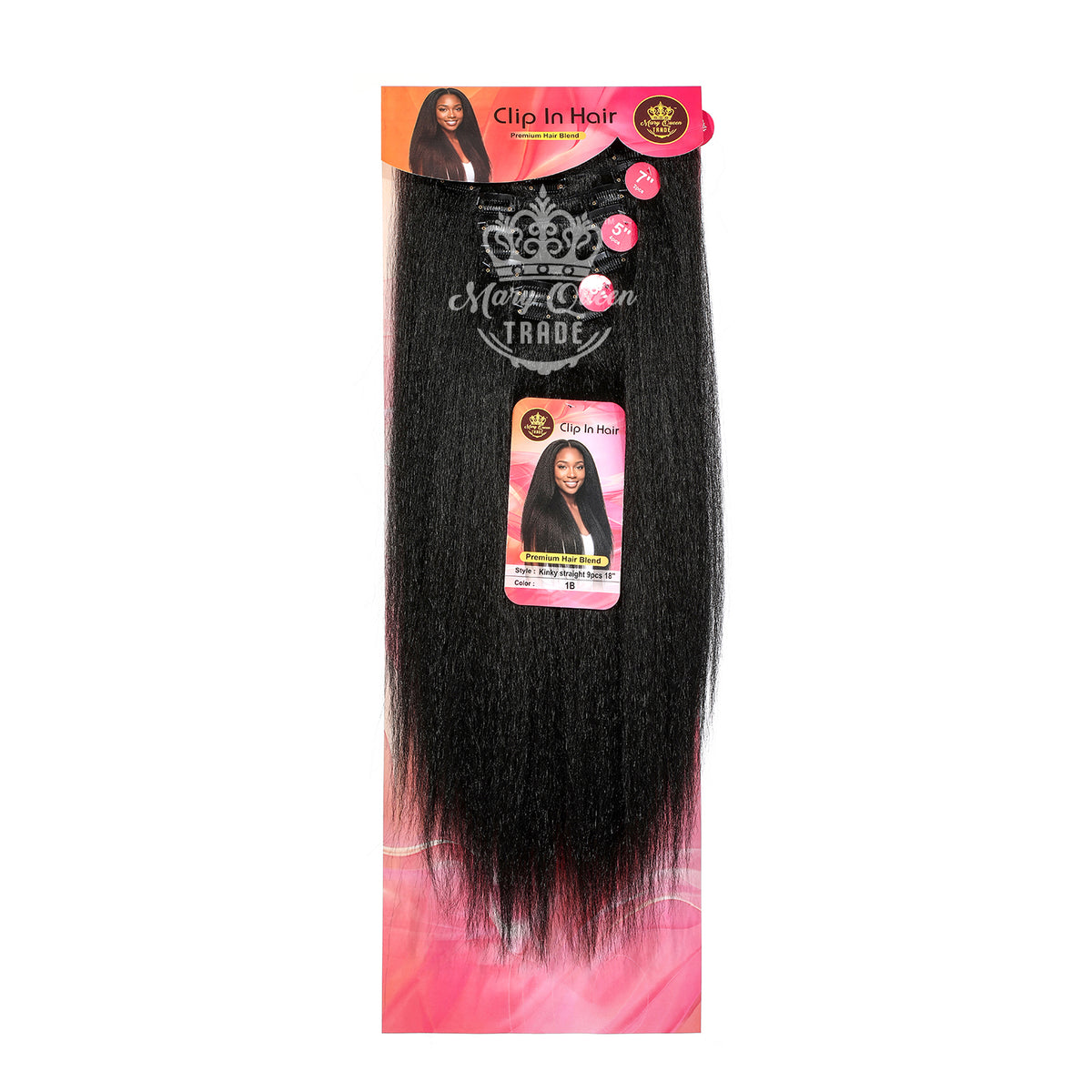 Mary Queen BioProtein™ Kinky Straight 9-Piece Clip-In Hair – 18"