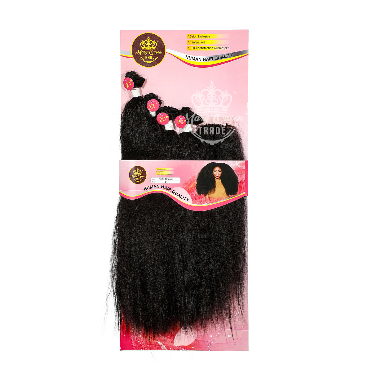 Mary Queen BioProtein™ Kinky Straight 4-Bundle Set with Closure – 20"–24"