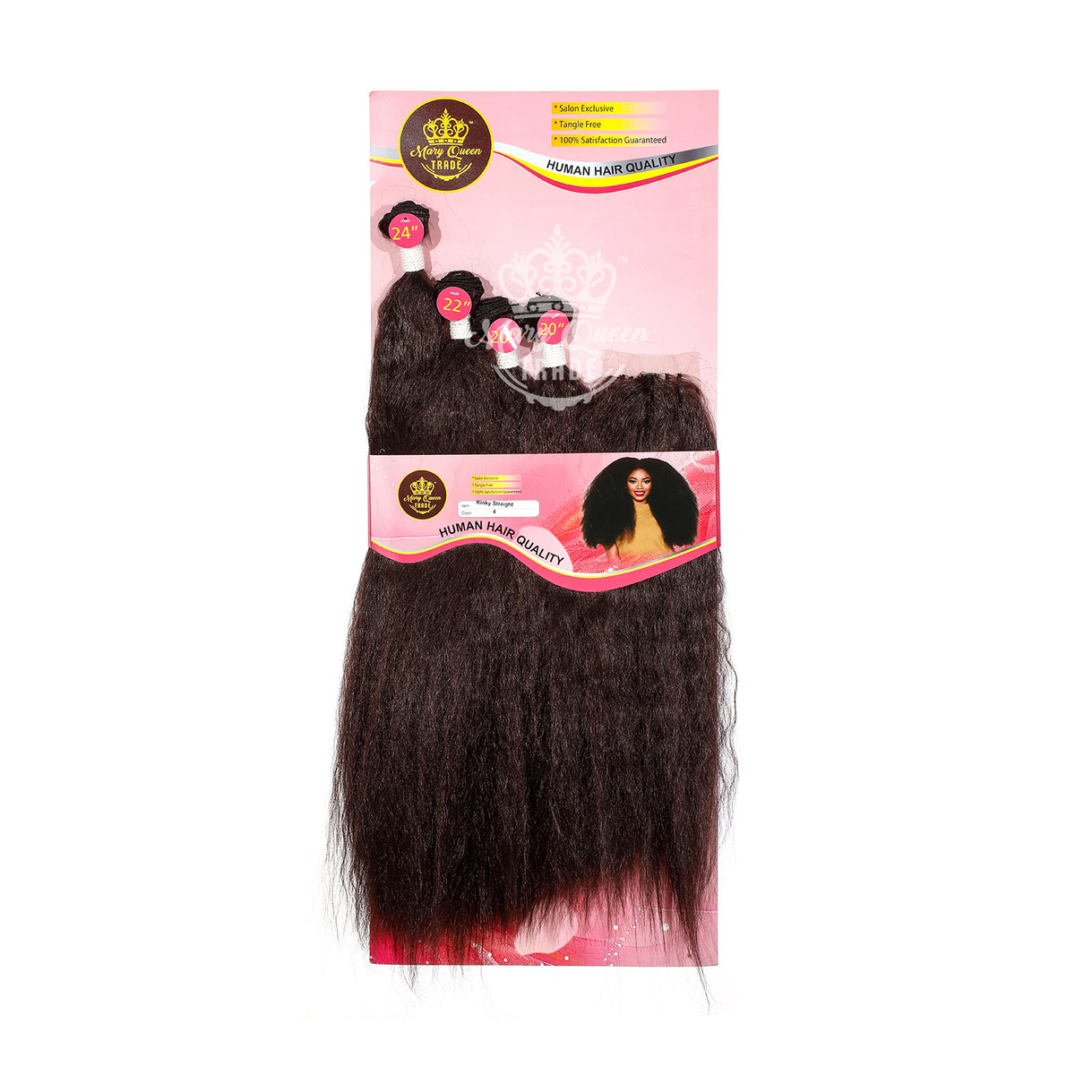 Mary Queen BioProtein™ Kinky Straight 4-Bundle Set with Closure – 20"–24"