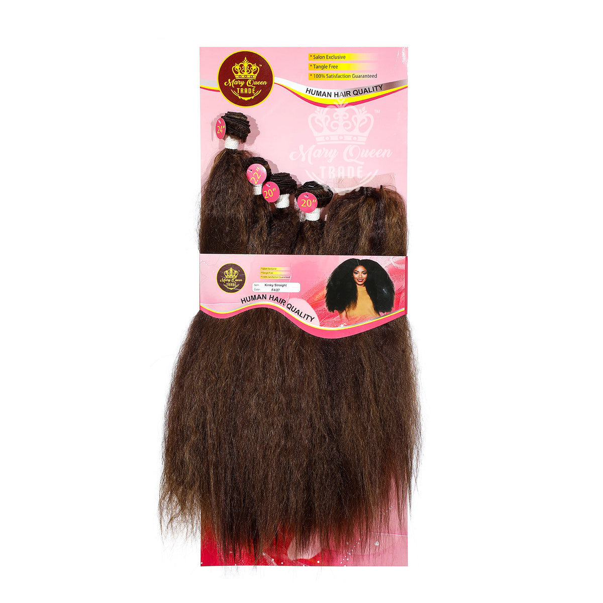 Mary Queen BioProtein™ Kinky Straight 4-Bundle Set with Closure – 20"–24"