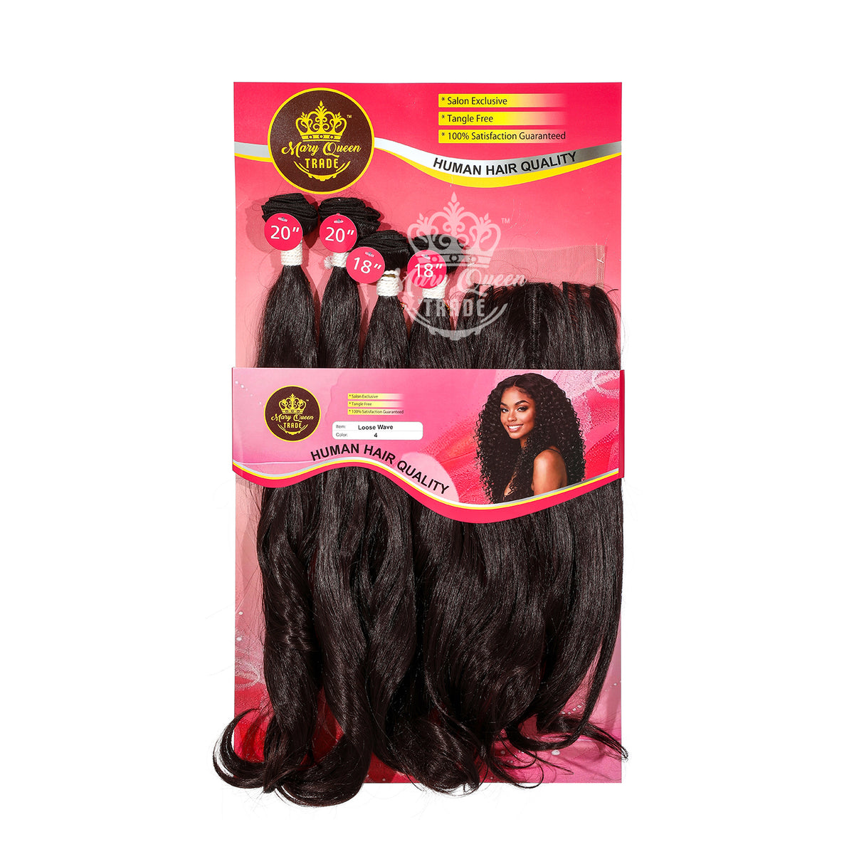 Mary Queen BioProtein™ Loose Wave 4-Bundle Set with Closure – 18"–20"